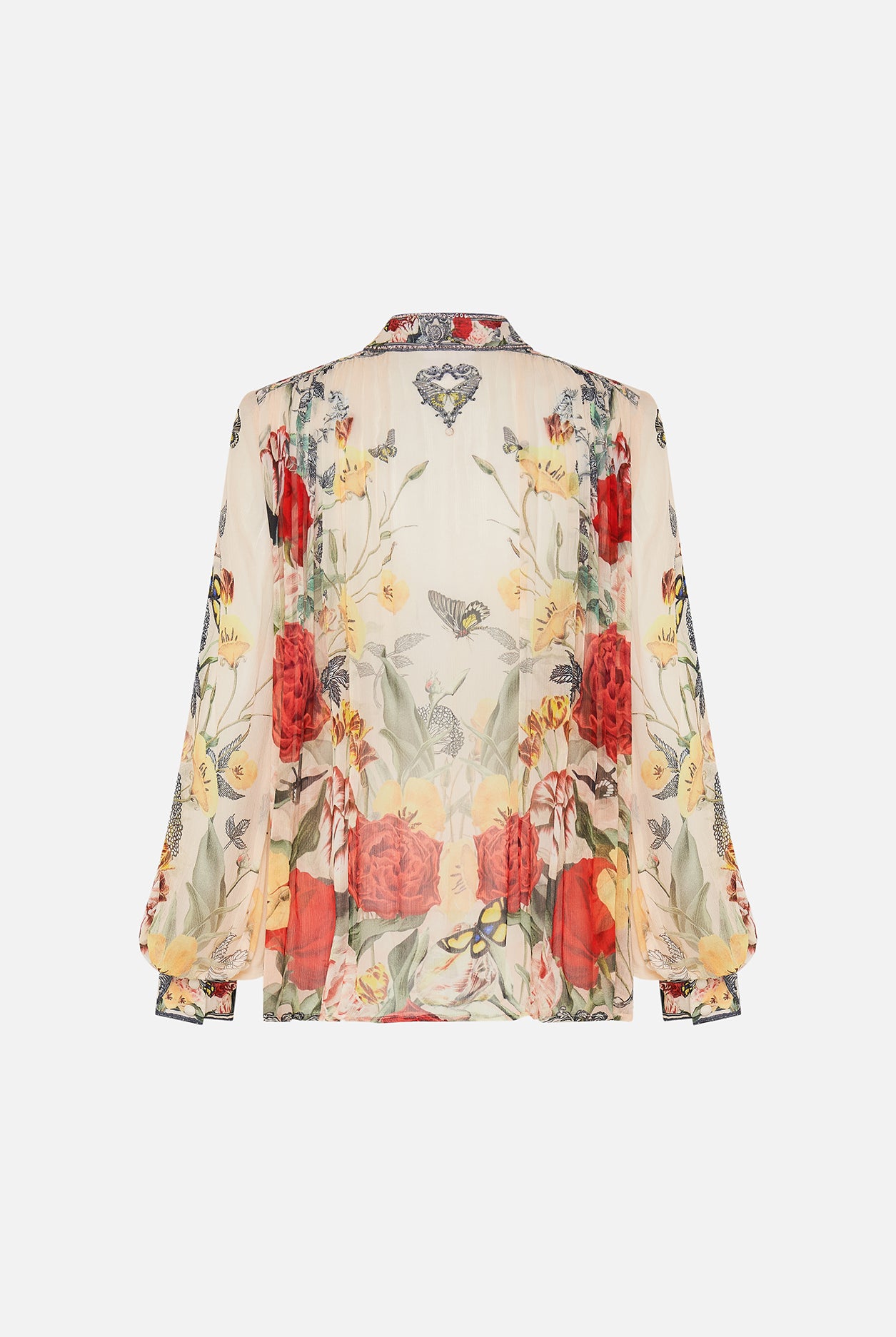 CAMILLA - High Neck Button through Blouse Etched into Eternity - Magpie Style