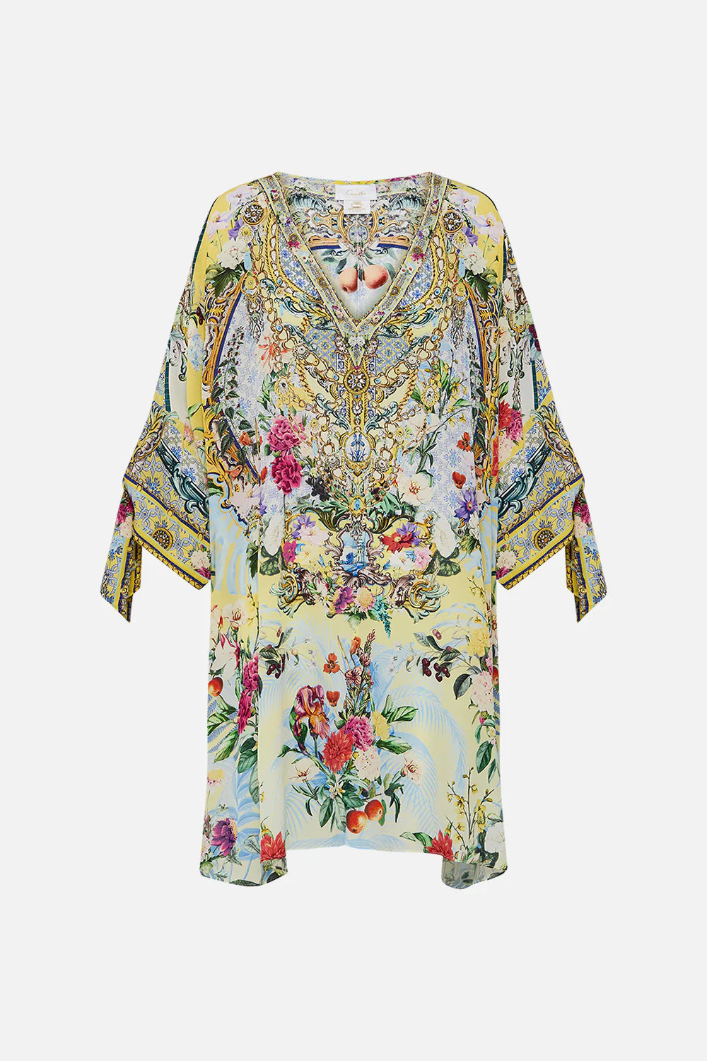 CAMILLA Tie Sleeve Short V Neck Kaftan - Flor Fantastica - Magpie Style