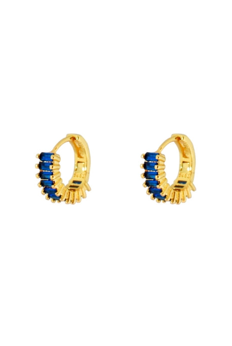 Wide Blue Crystal Ear Huggies - 18ct gold plated - Magpie Style