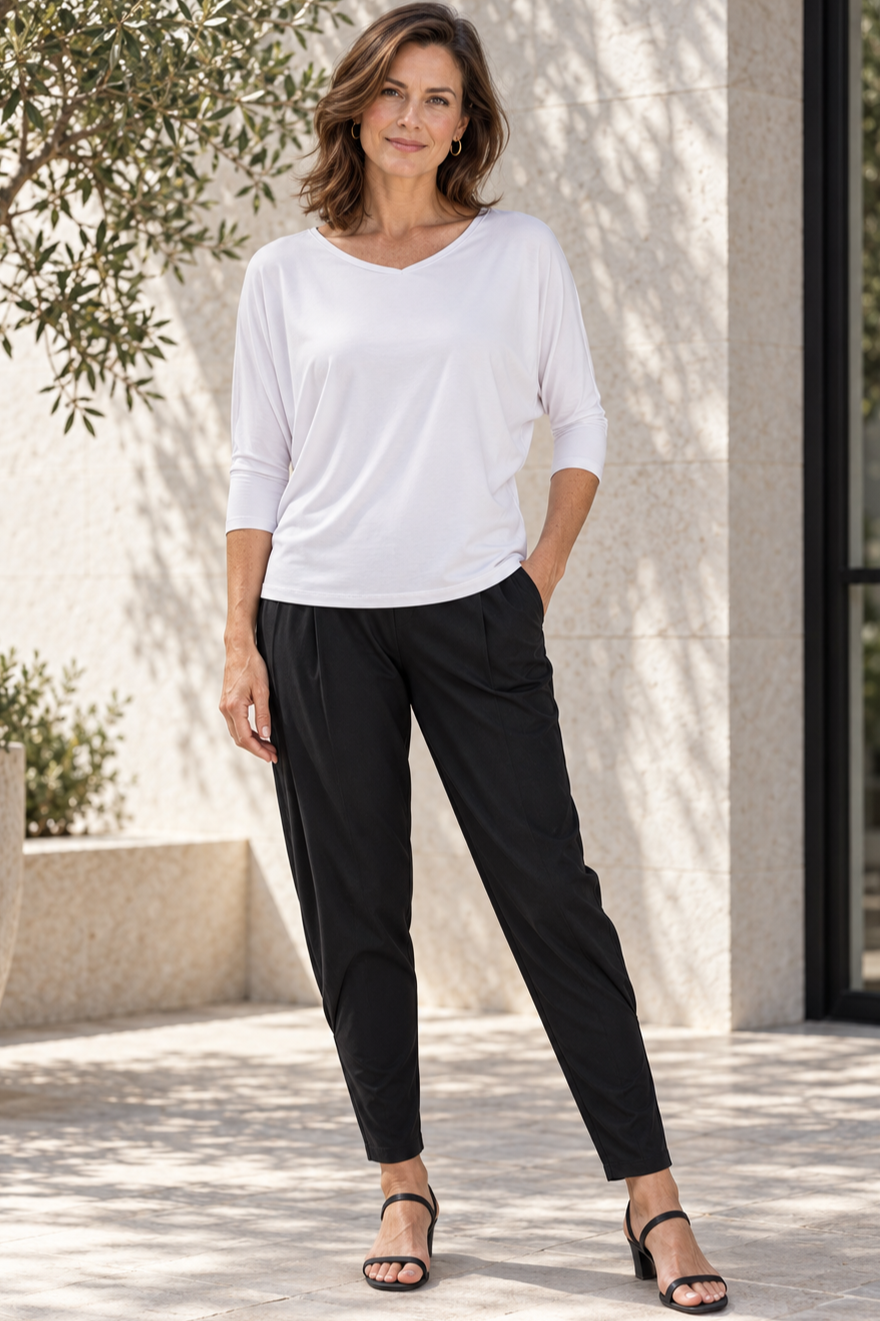 PAULA RYAN Batwing Top EcoVero - White - Paula Ryan