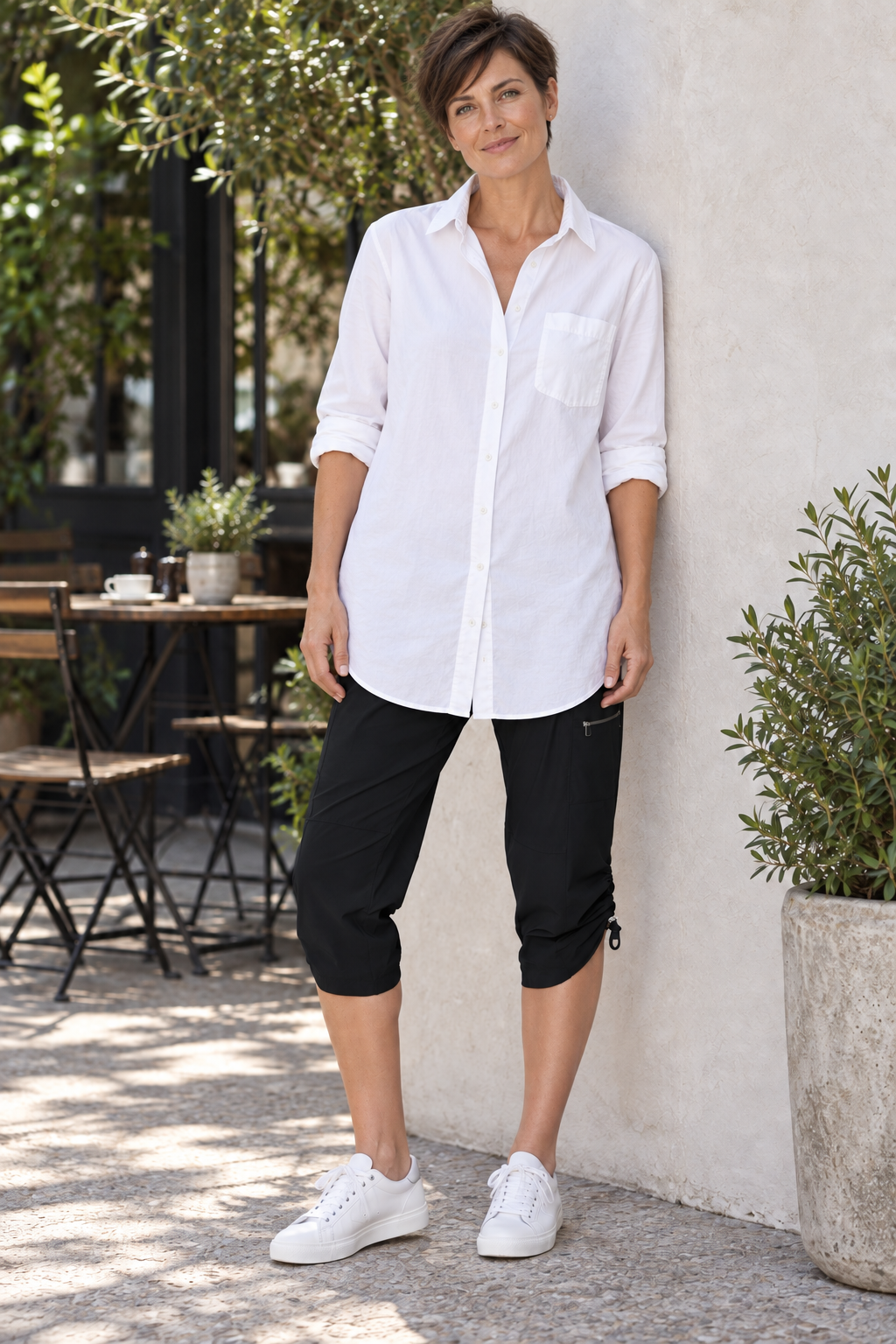 PAULA RYAN Toggled Clam Digger - Microjersey - Black - Paula Ryan