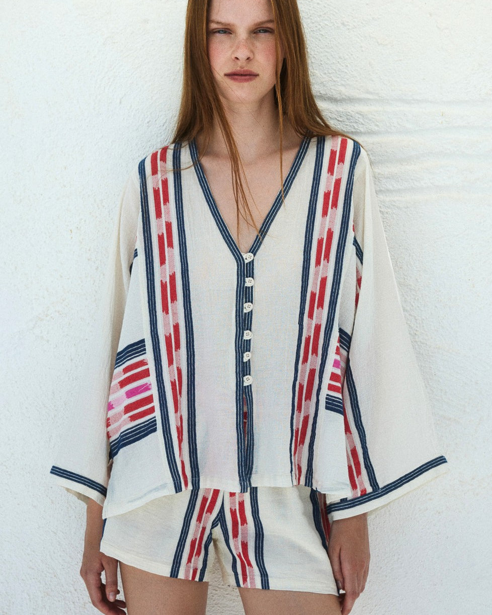 DEVOTION TWINS Dreamy Shirt - Navy/Red - Magpie Style