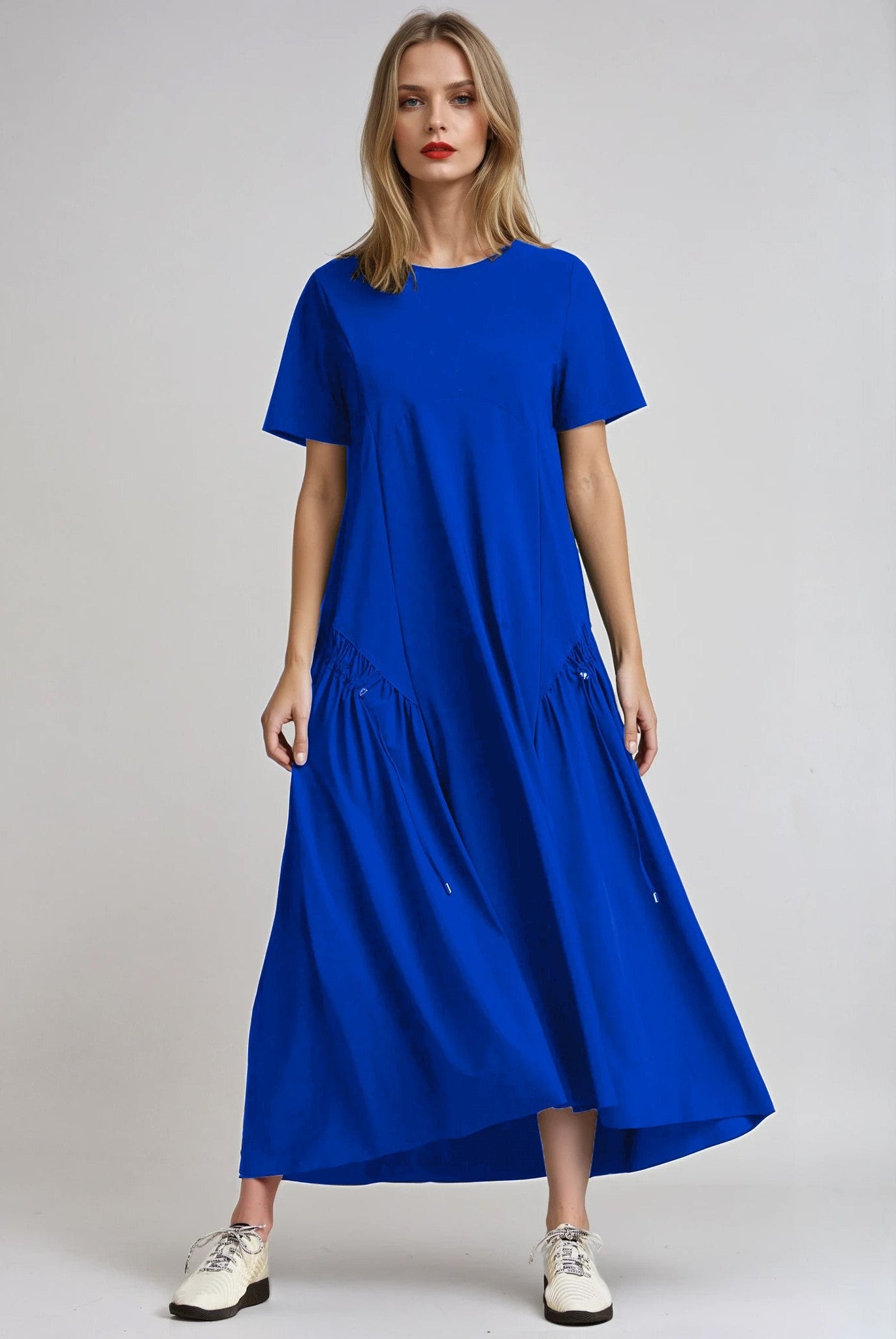 PAULA RYAN Arched Front Dress - Greek Blue Microjersey - Paula Ryan