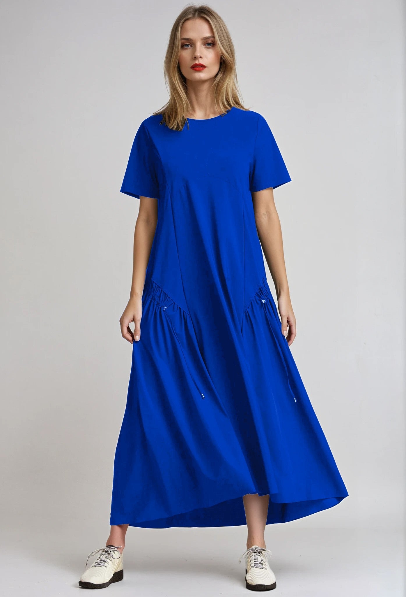 PAULA RYAN Arched Front Dress - Greek Blue Microjersey - Paula Ryan