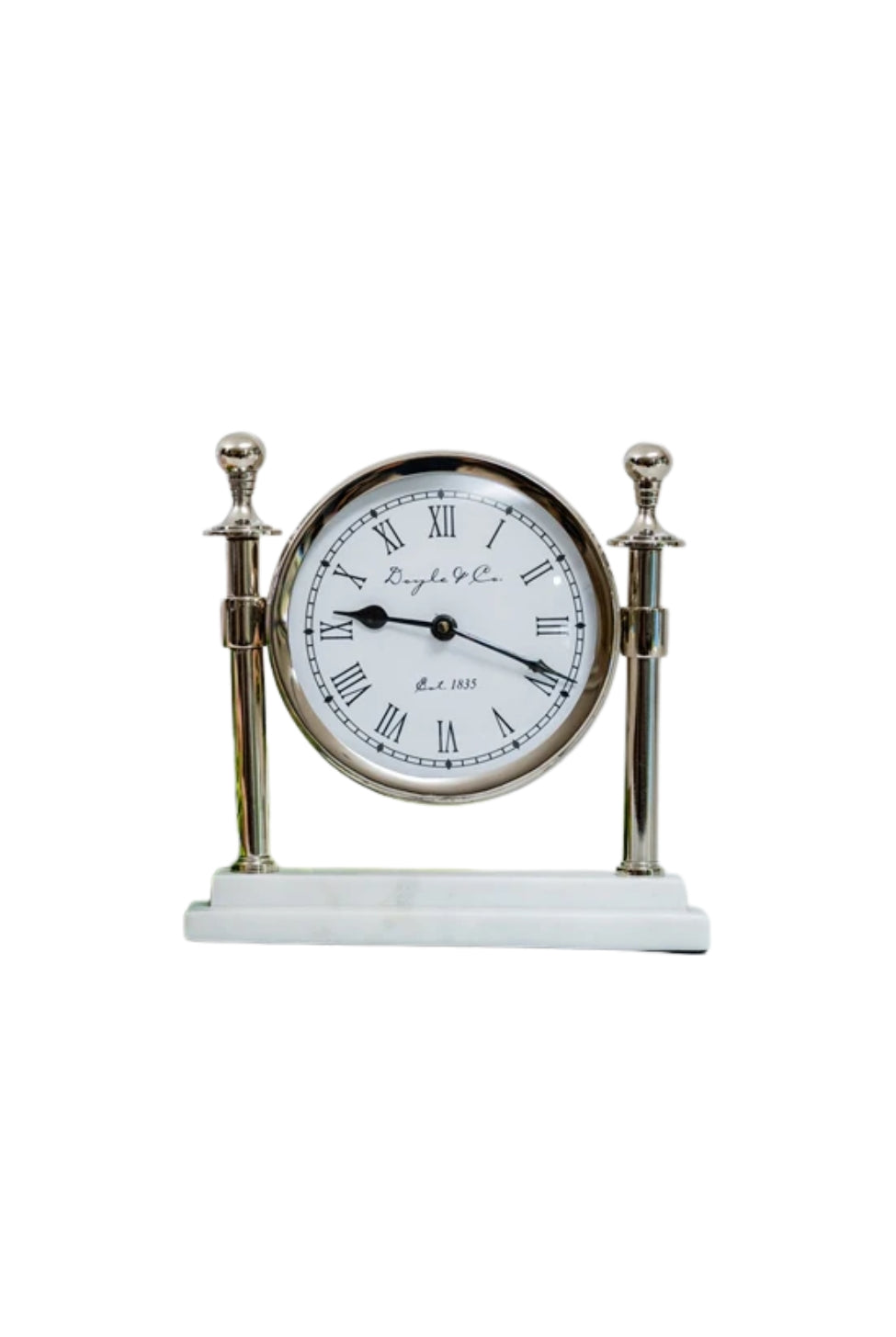 Silver Round Clock Marble Base - Magpie Style