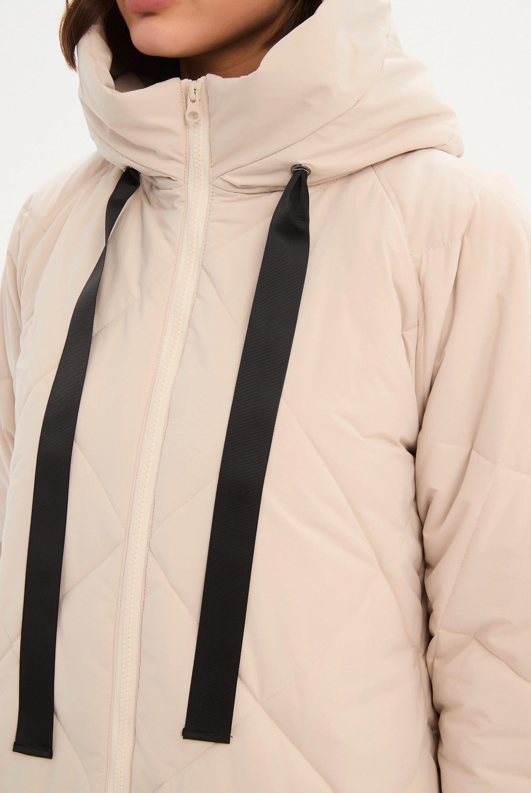 TIRELLI Diamond Quilt Puffer Coat - Cream - Magpie Style