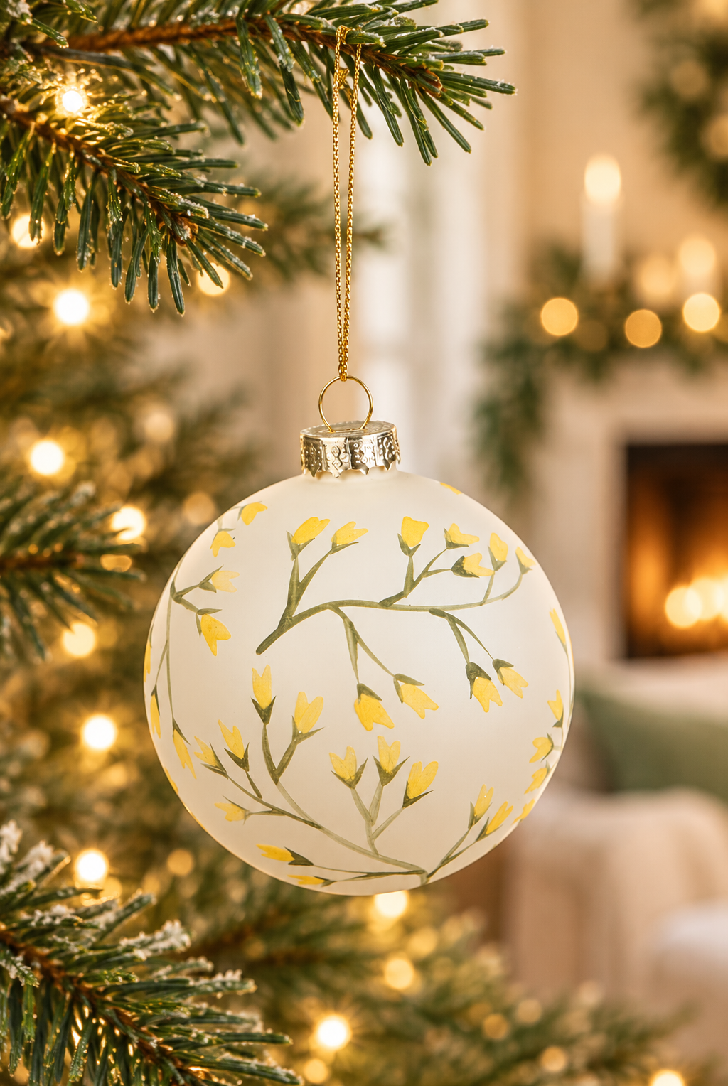 Glass Bauble - White styled in a warm festive home; Coast to Coast XX10865WHITE