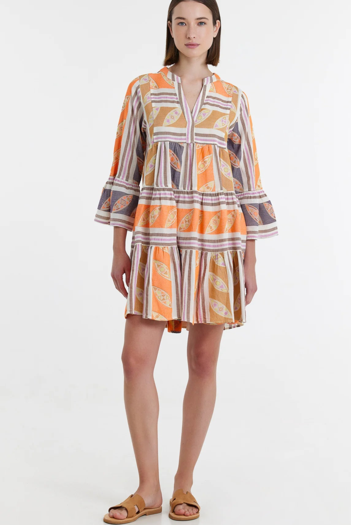 DEVOTION TWINS - Hermosa Short Dress Orange/Lilac - Magpie Style