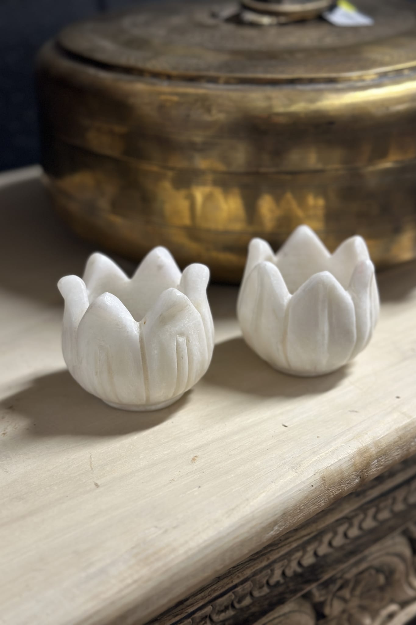 Small Marble Lotus Candle Votive - Magpie Style
