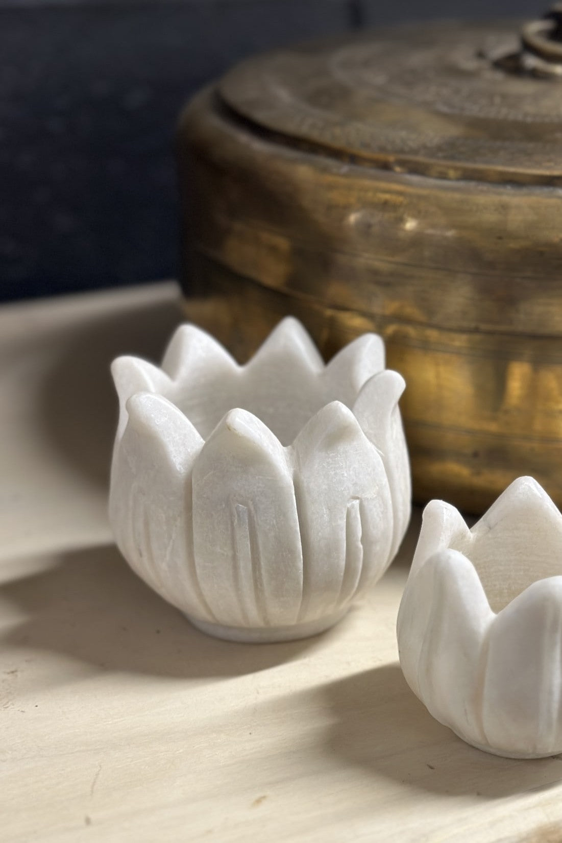 Lotus Marble Candle Holder - Medium - Magpie Style