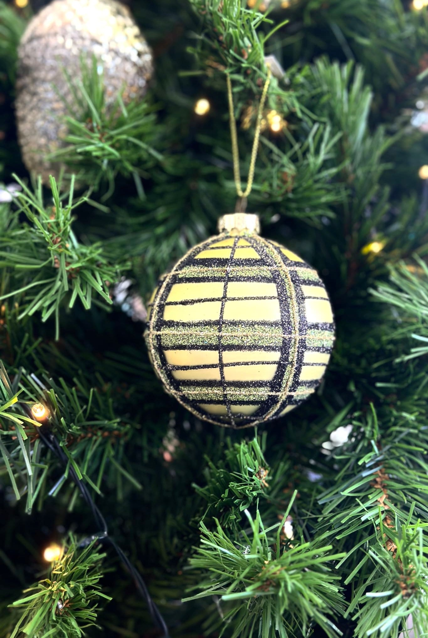 Green Glass Ball in Tartan - Magpie Style