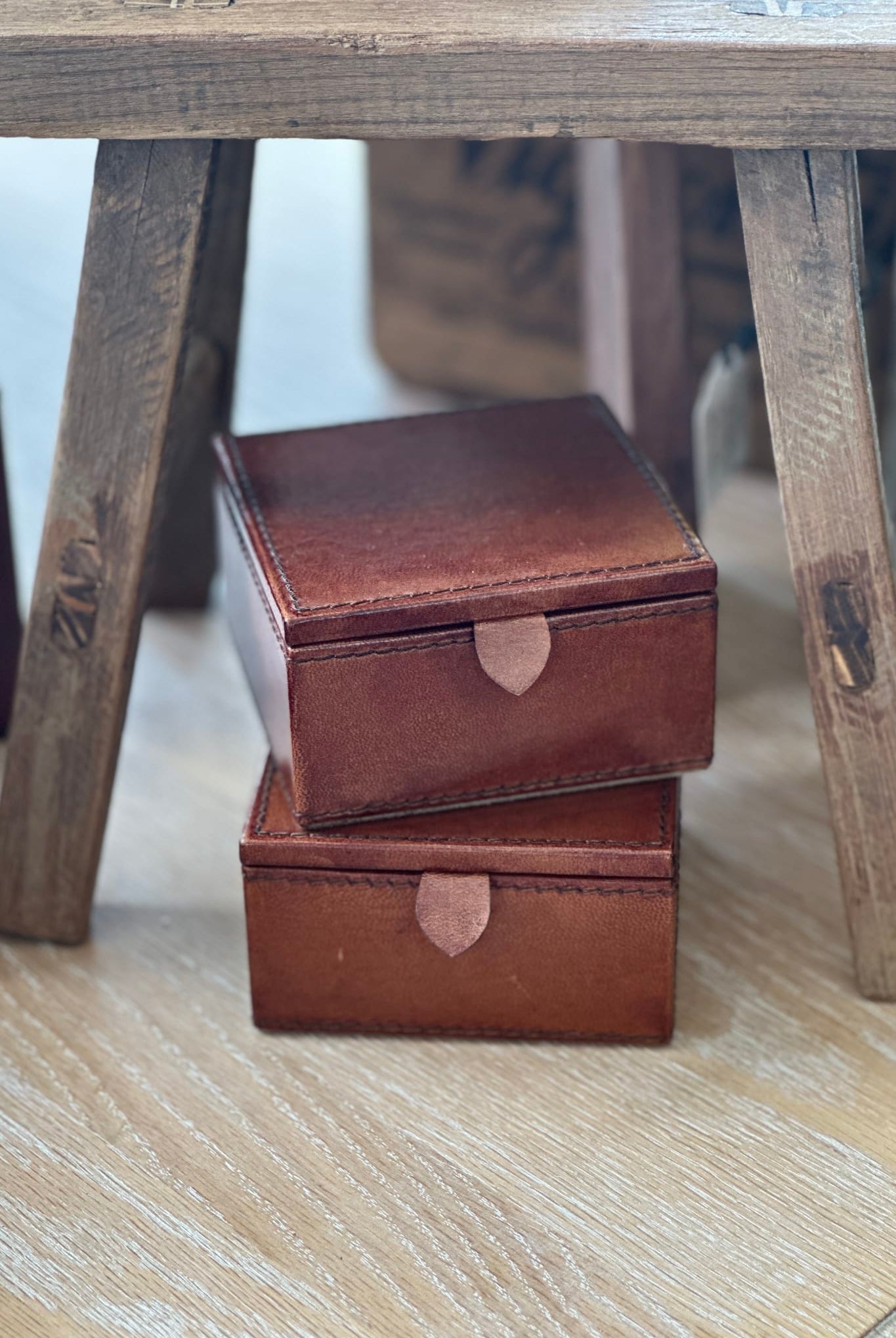 Small Leather Pin Box - Tan - Magpie Style
