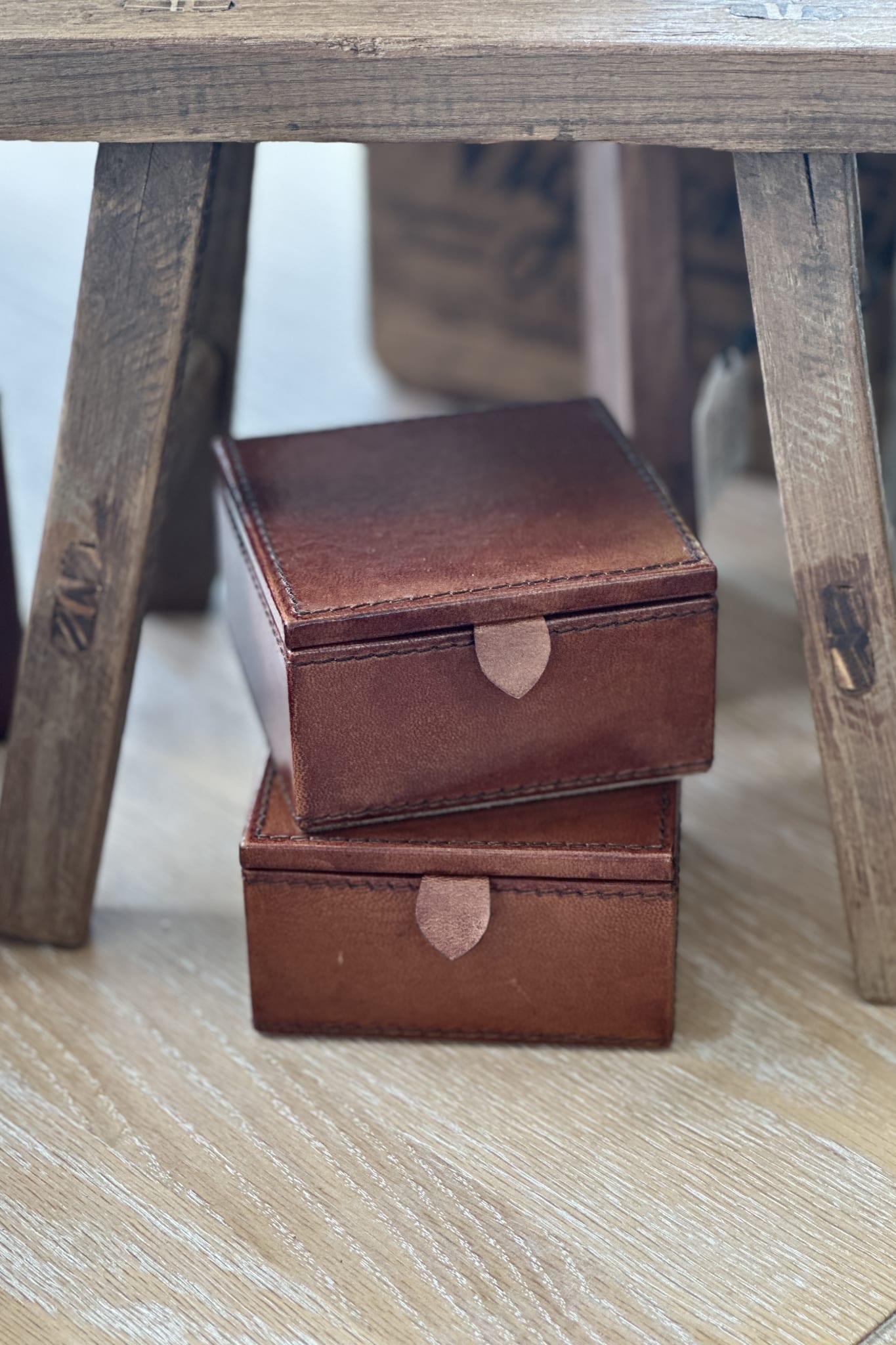 Small Leather Pin Box - Tan - Magpie Style