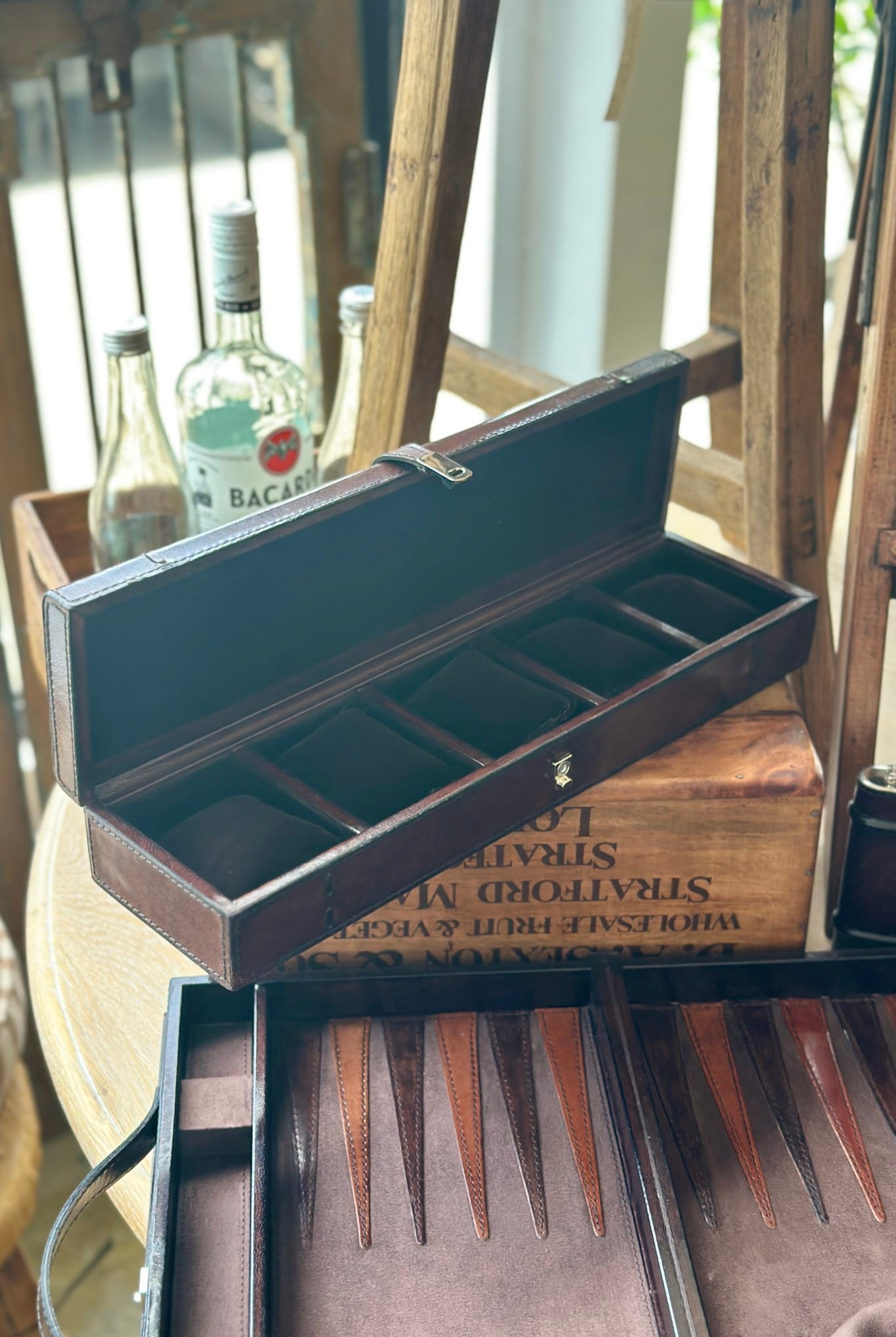 Leather 5 Watch Holder - Chocolate Brown - Magpie Style