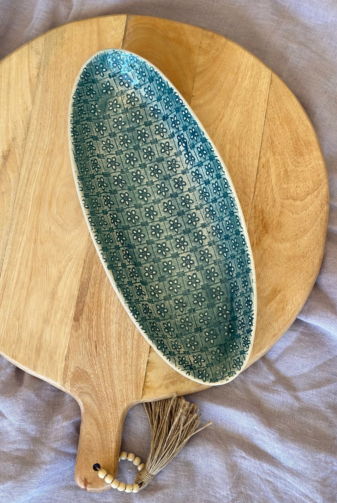 WONKI WARE Bamboo Platter Small - Lace - Magpie Style