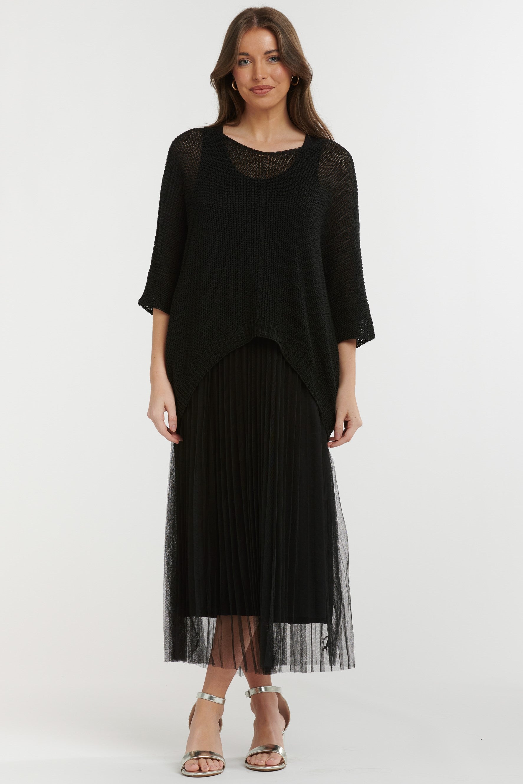 URBAN LUXURY Long Dress with Sweater - Black - Magpie Style