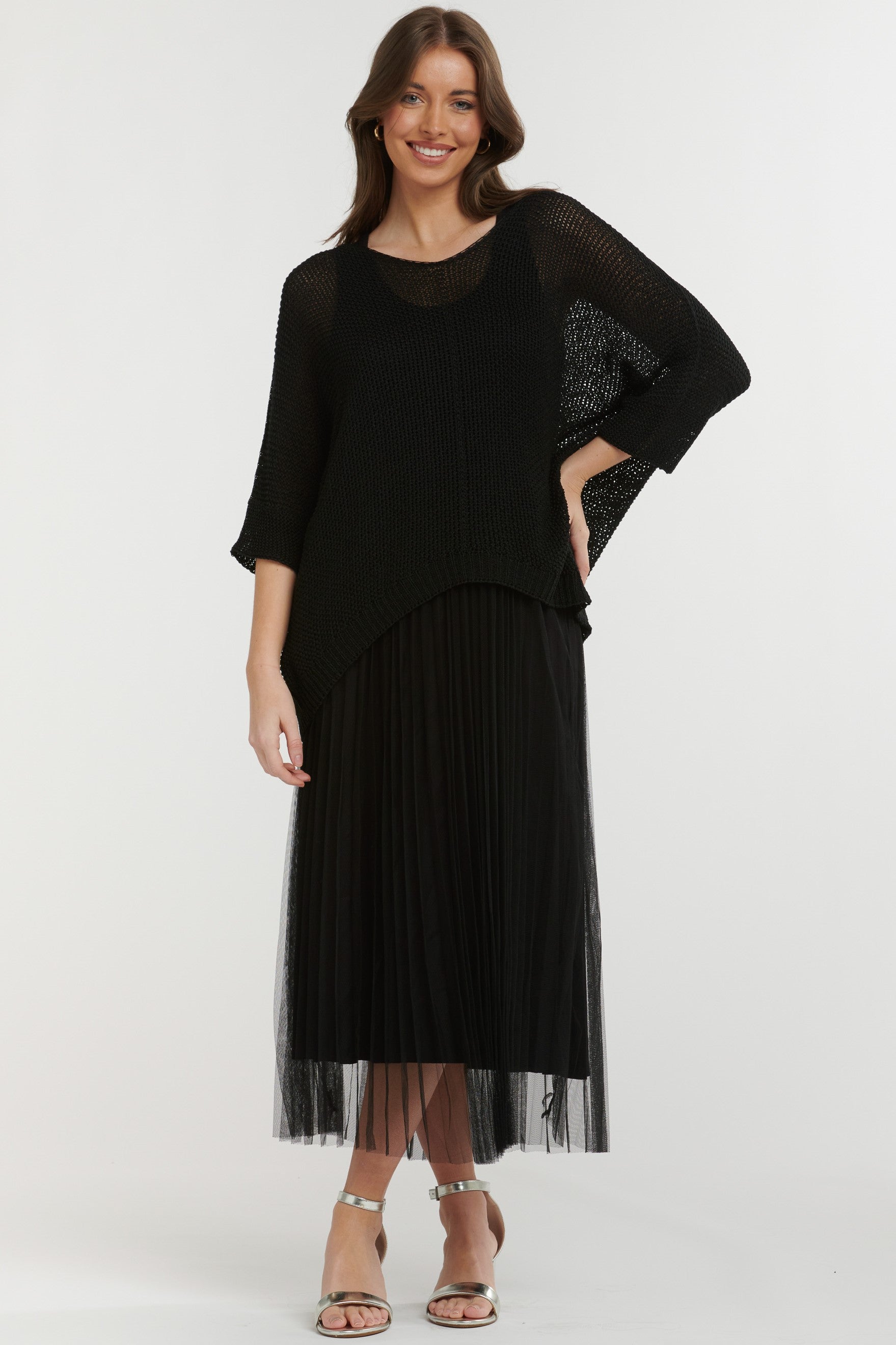URBAN LUXURY Long Dress with Sweater - Black - Magpie Style