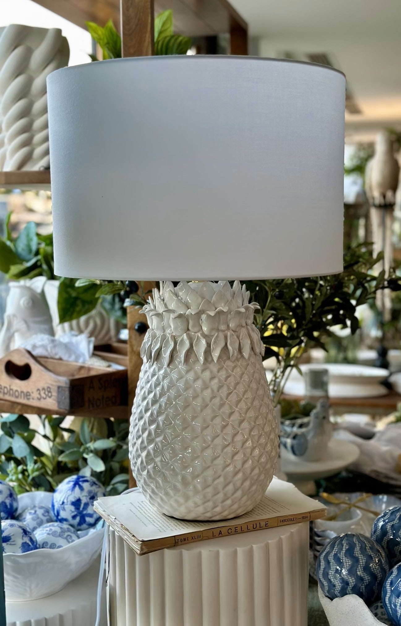 White Pineapple Lamp - Magpie Style