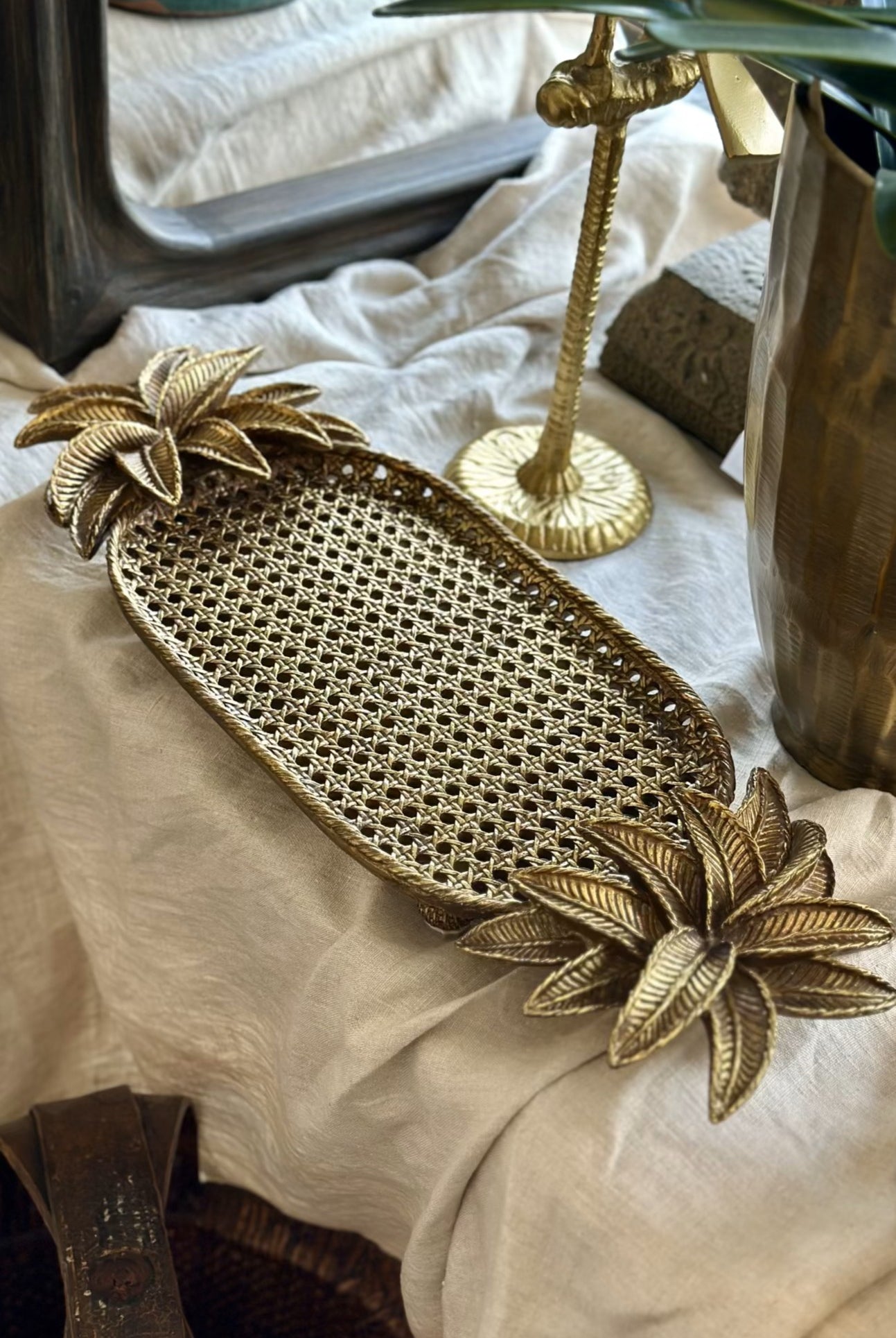 XL Palm Tree Tray Gold - Magpie Style