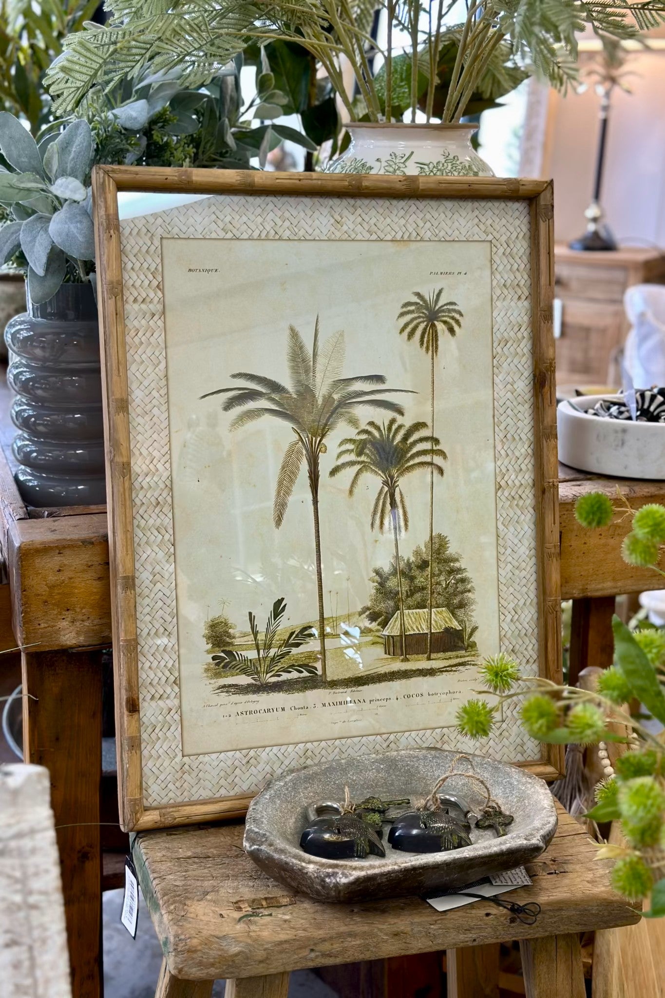 Zanzibar Village Palms Glass Framed Print - Magpie Style