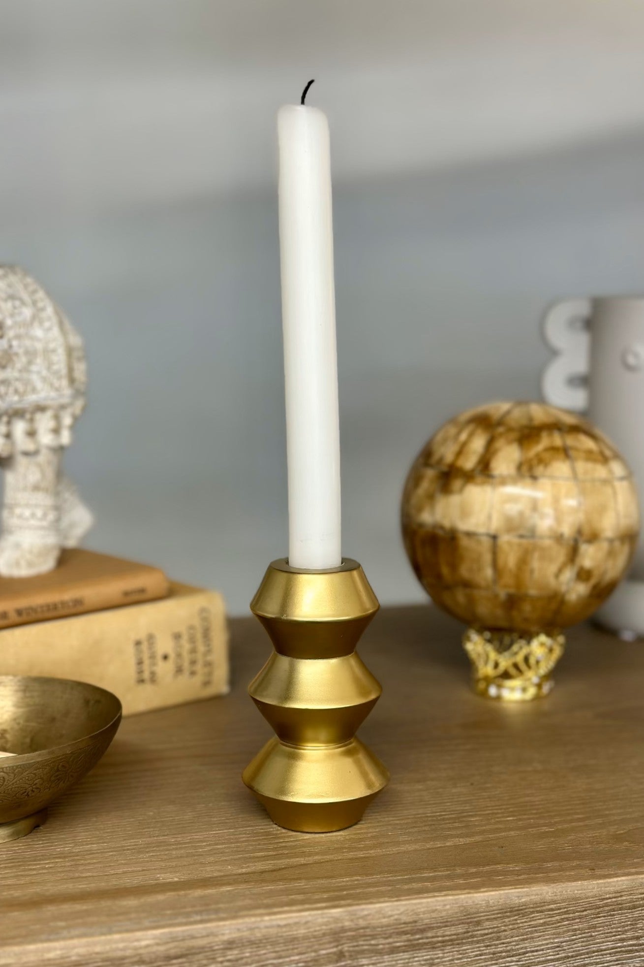 Zeus Stacked Candleholder w Gold Finish - Sml - Magpie Style