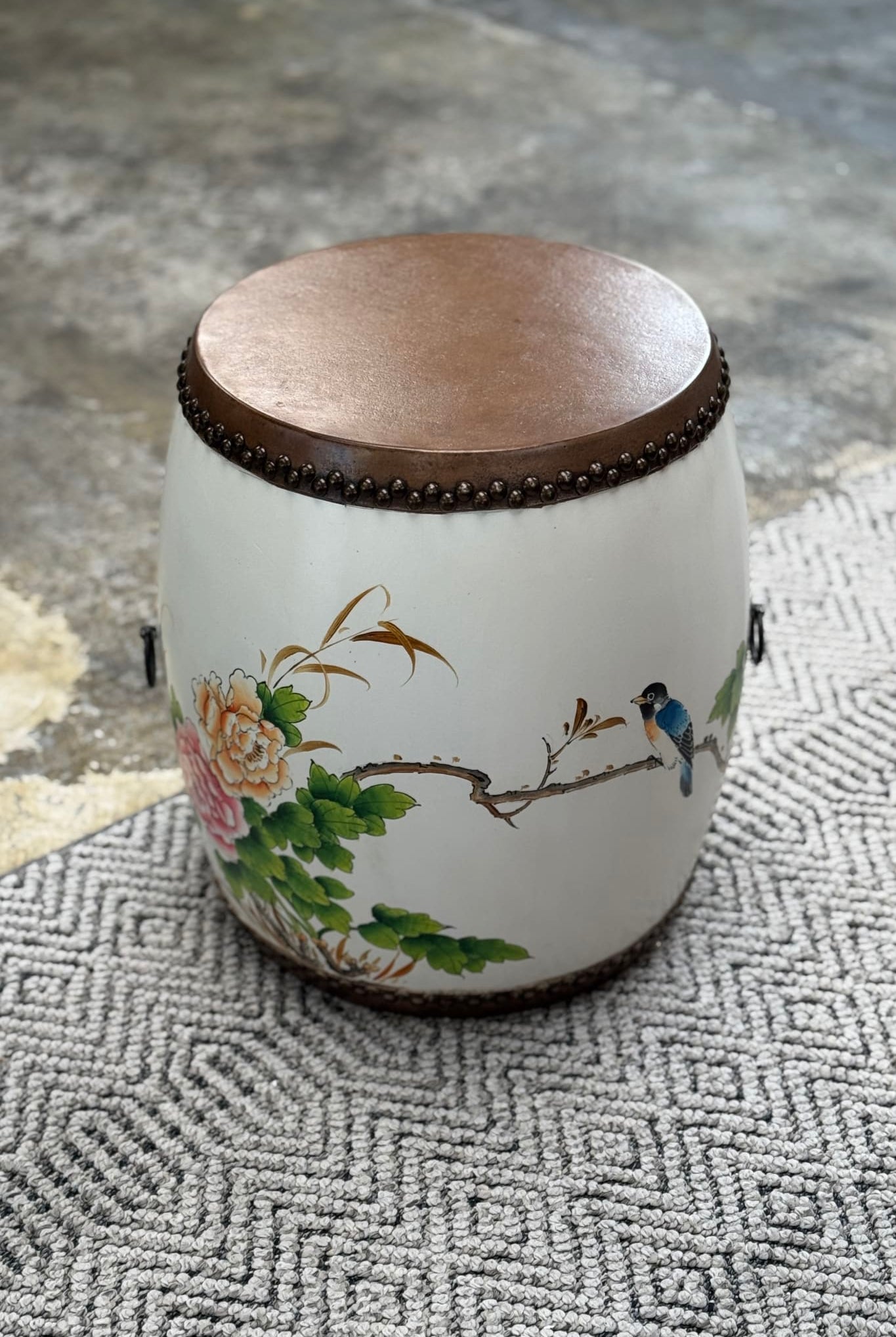 Antique Stool White Floral - Magpie Style