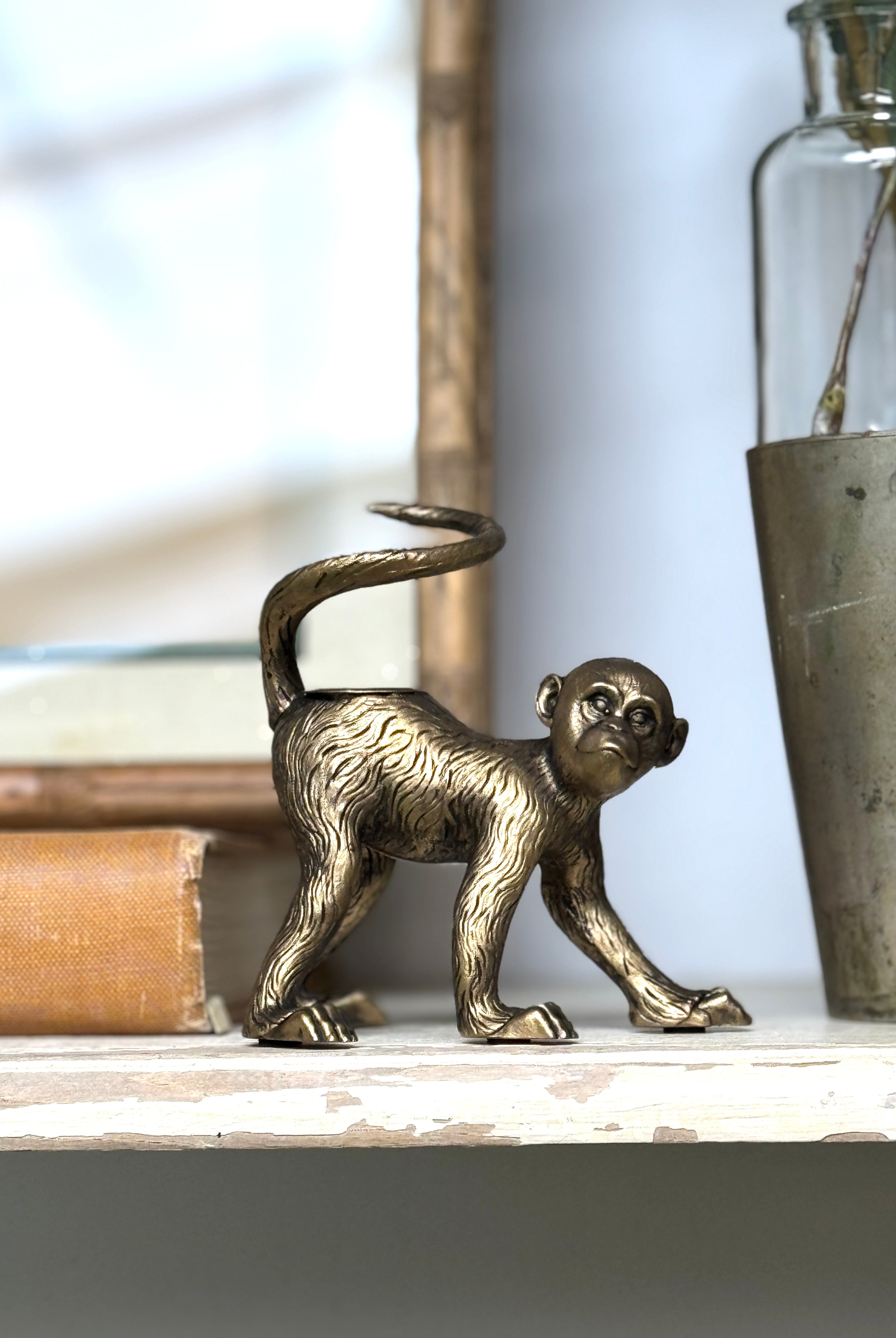 Monkey Candleholder Brass - Magpie Style