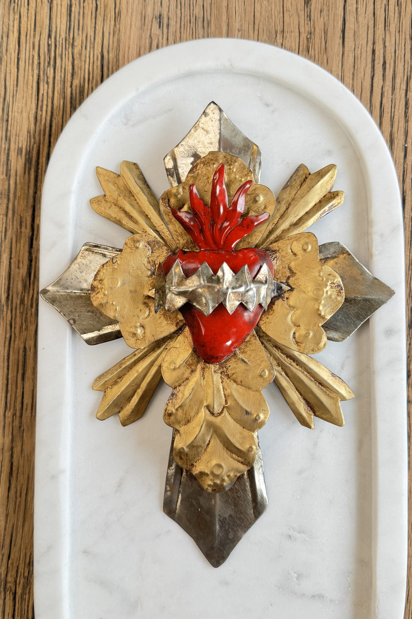 Layered Mexican Cross with Heart - Tin - Magpie Style