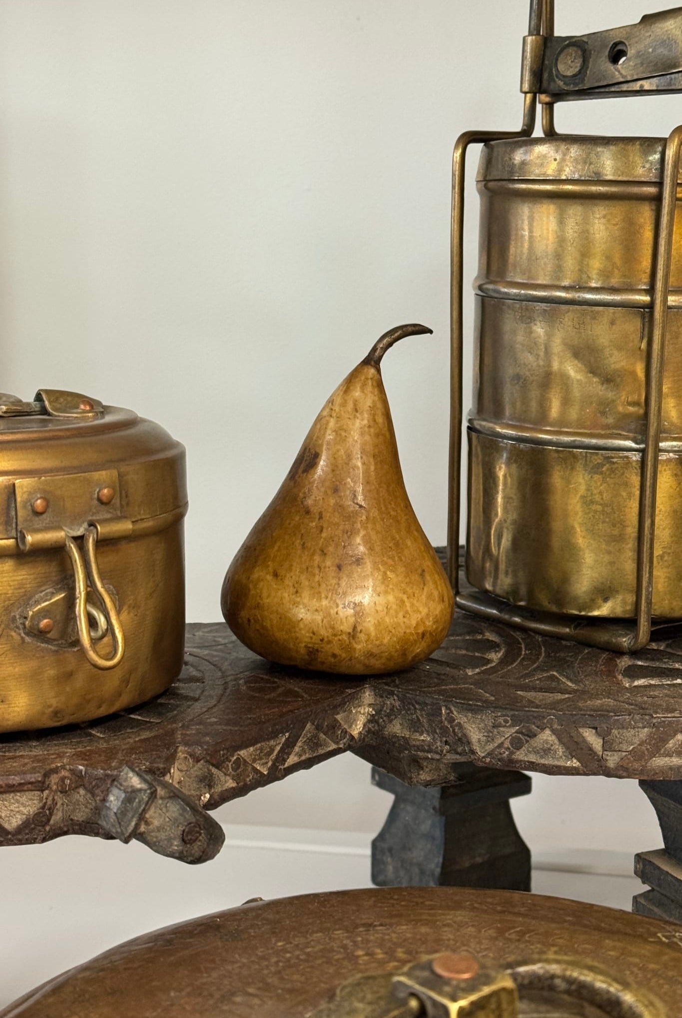 Small Hand Carved Marble Pear - Natural - Magpie Style