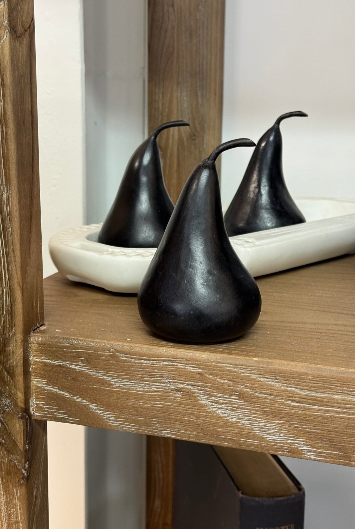 Small Hand Carved Marble Pear - Black - Magpie Style