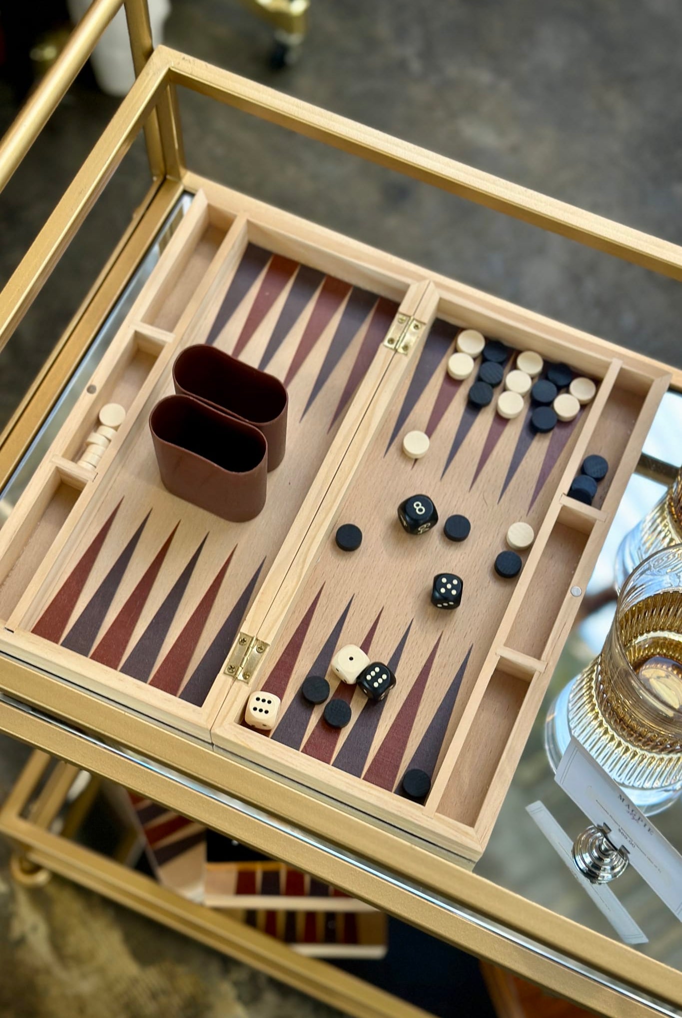 Backgammon Wood Game - Nat/Black - Magpie Style
