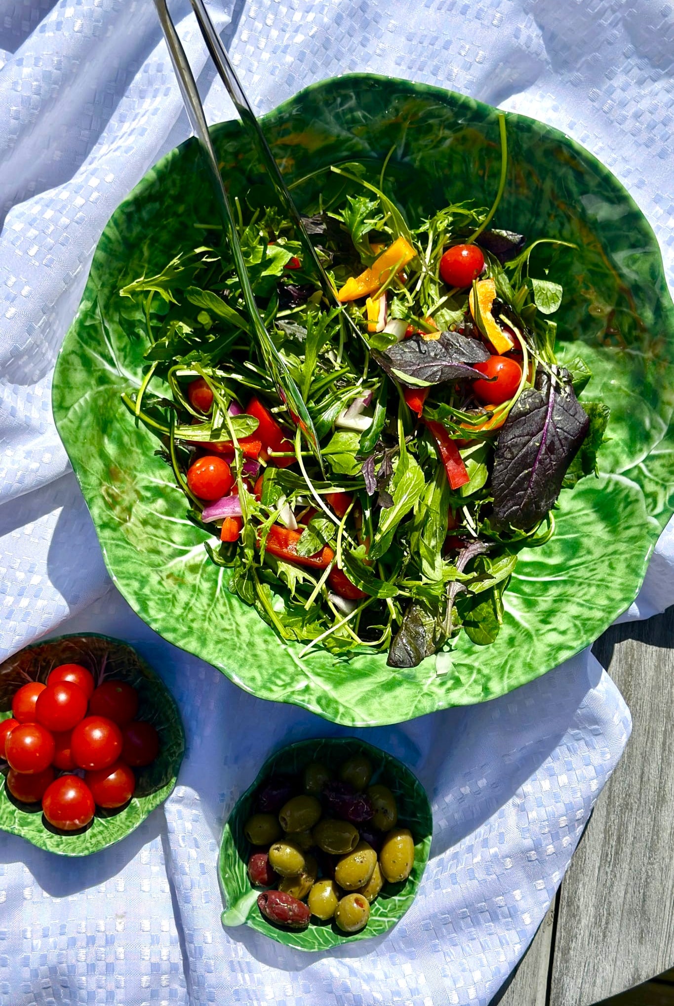 Green Cabbage Leaf Melamine Salad Bowl 32cm - Magpie Style