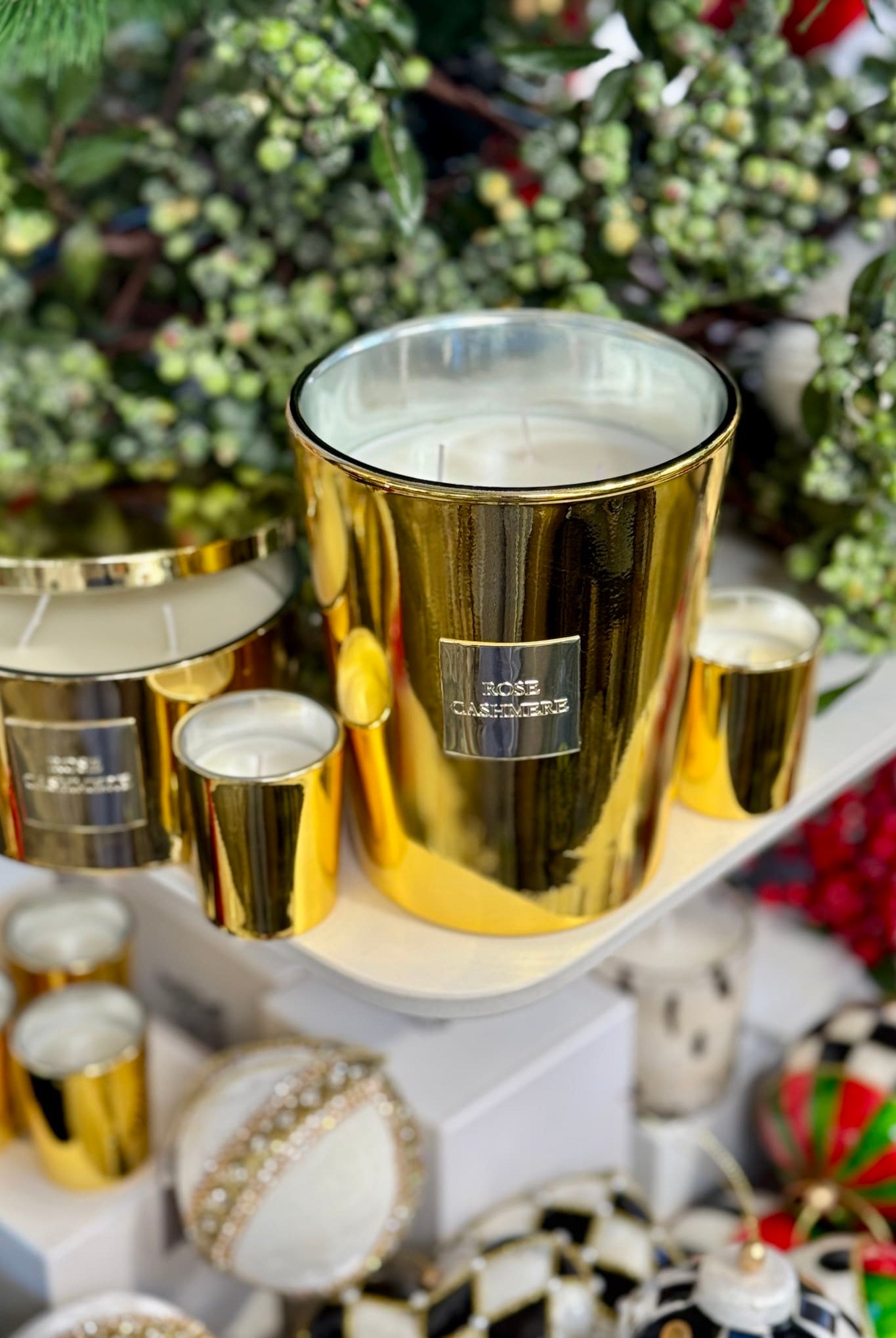 Maison Glass Candle XL Rose and Cashmere - Gold - Magpie Style