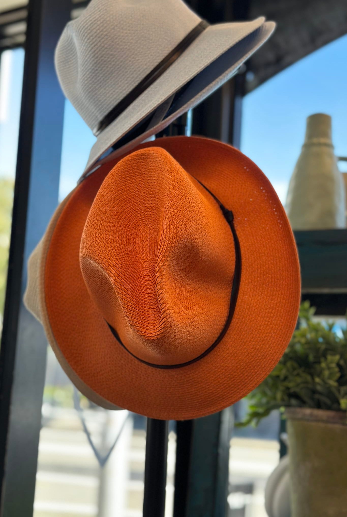 TRAVAUX EN COURS - Borsalino Hat Leather Strap - Orange - Paula Ryan