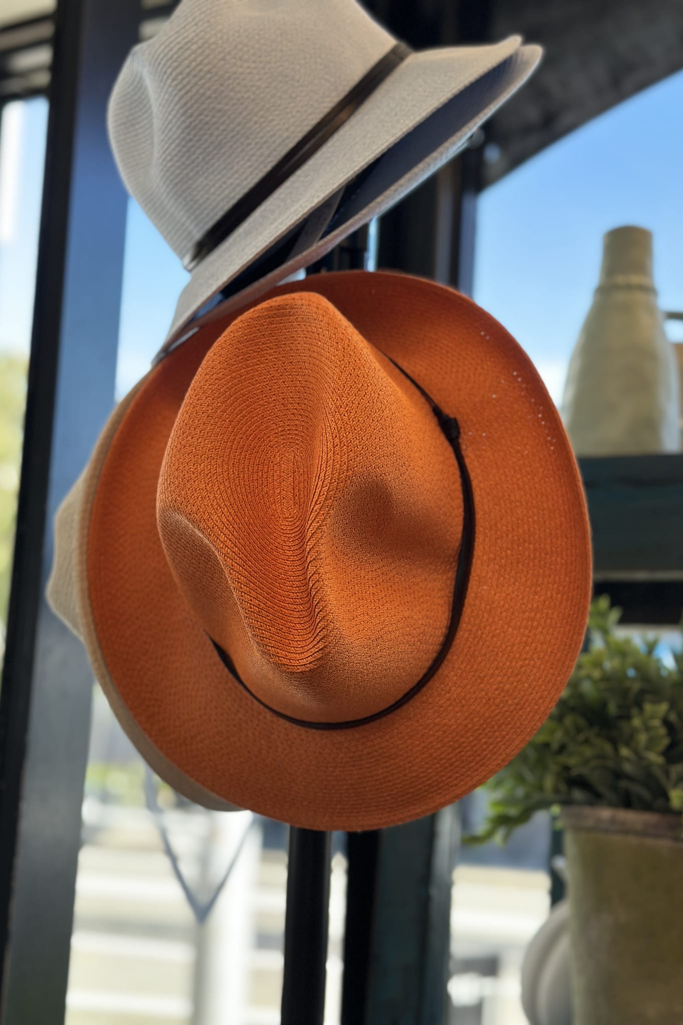 TRAVAUX EN COURS - Borsalino Hat Leather Strap - Orange - Paula Ryan
