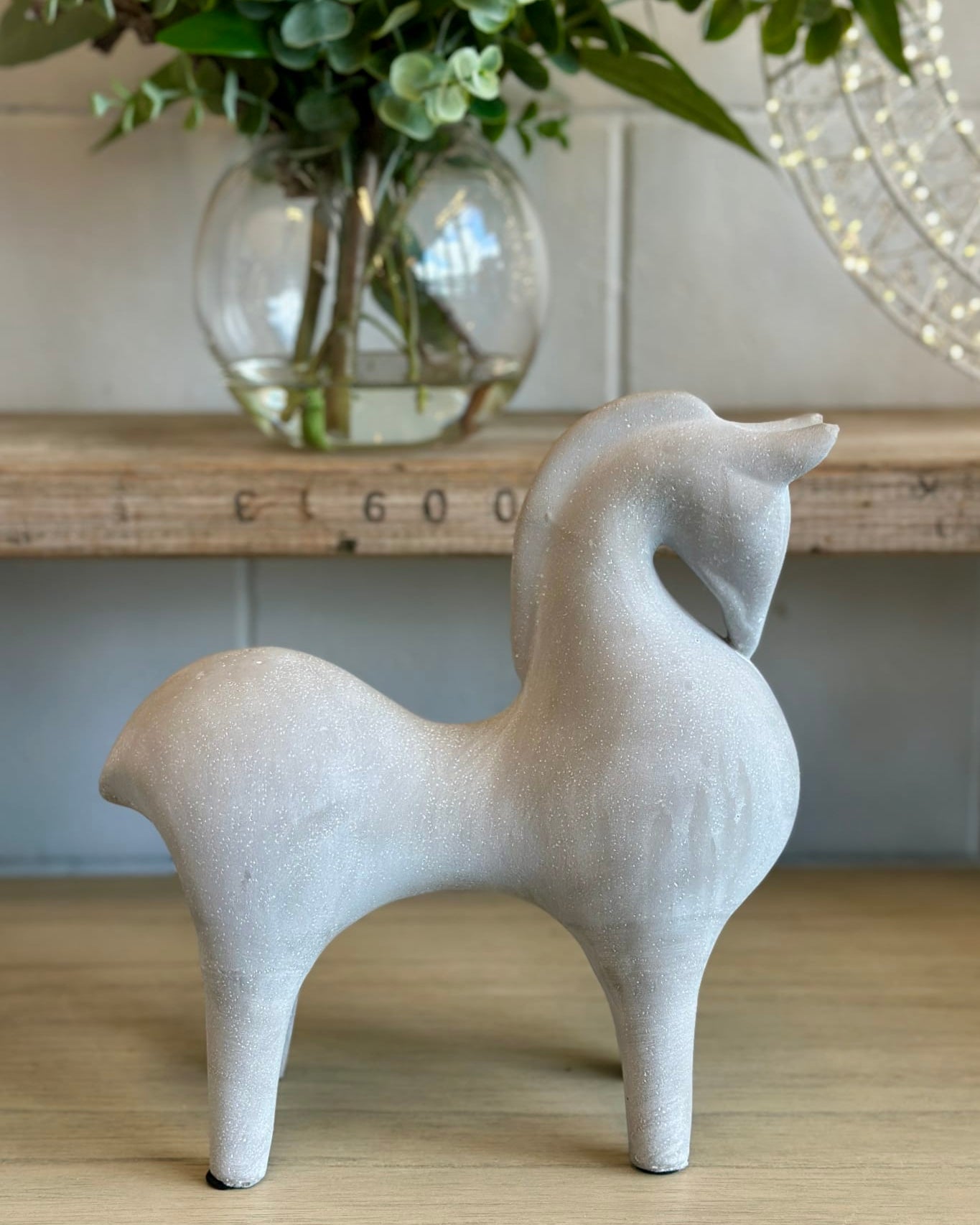 Chalky White Horse Sculpture - Magpie Style