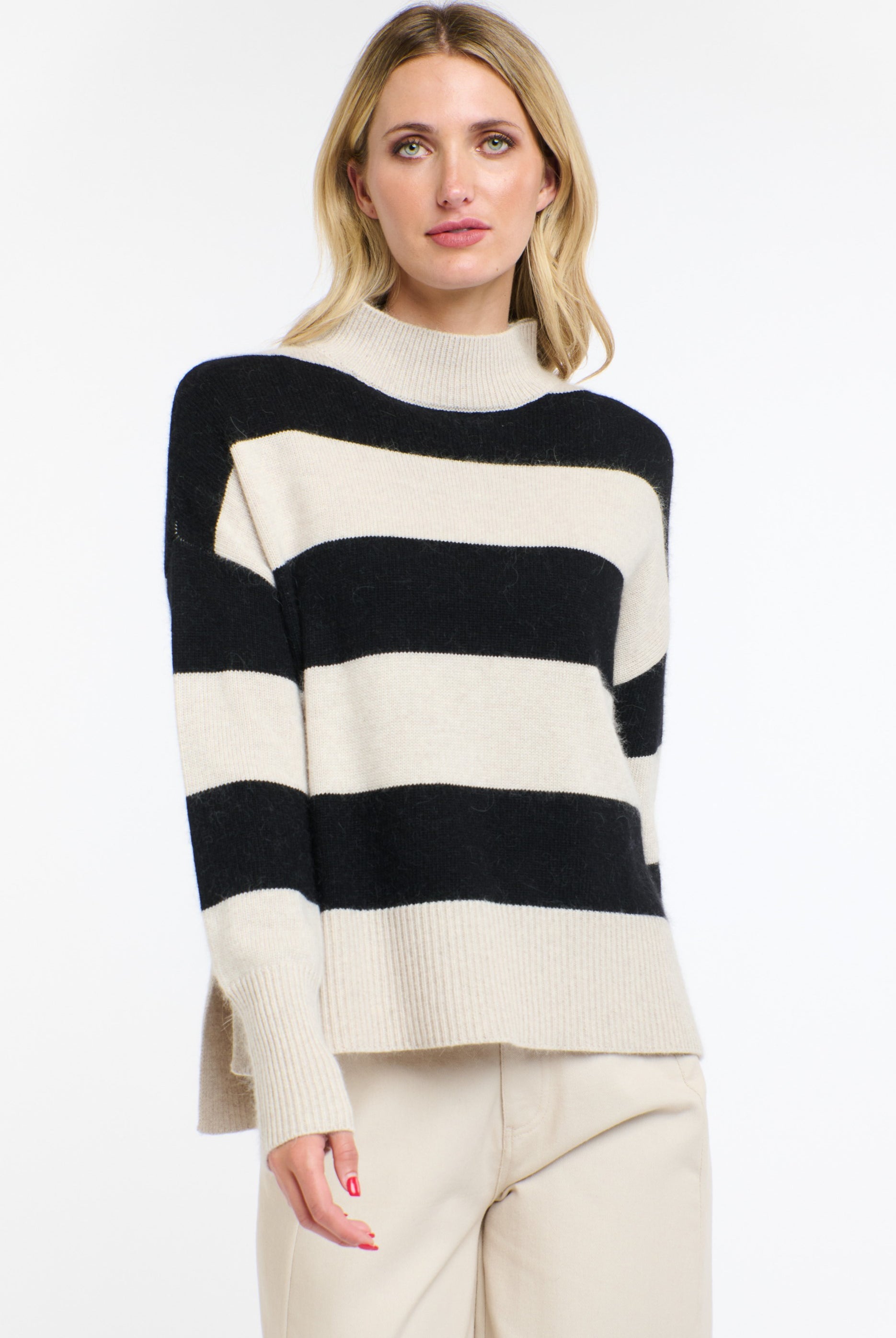 365 DAYS Gracie Angora Stripe Knit - Black/Natural - Magpie Style