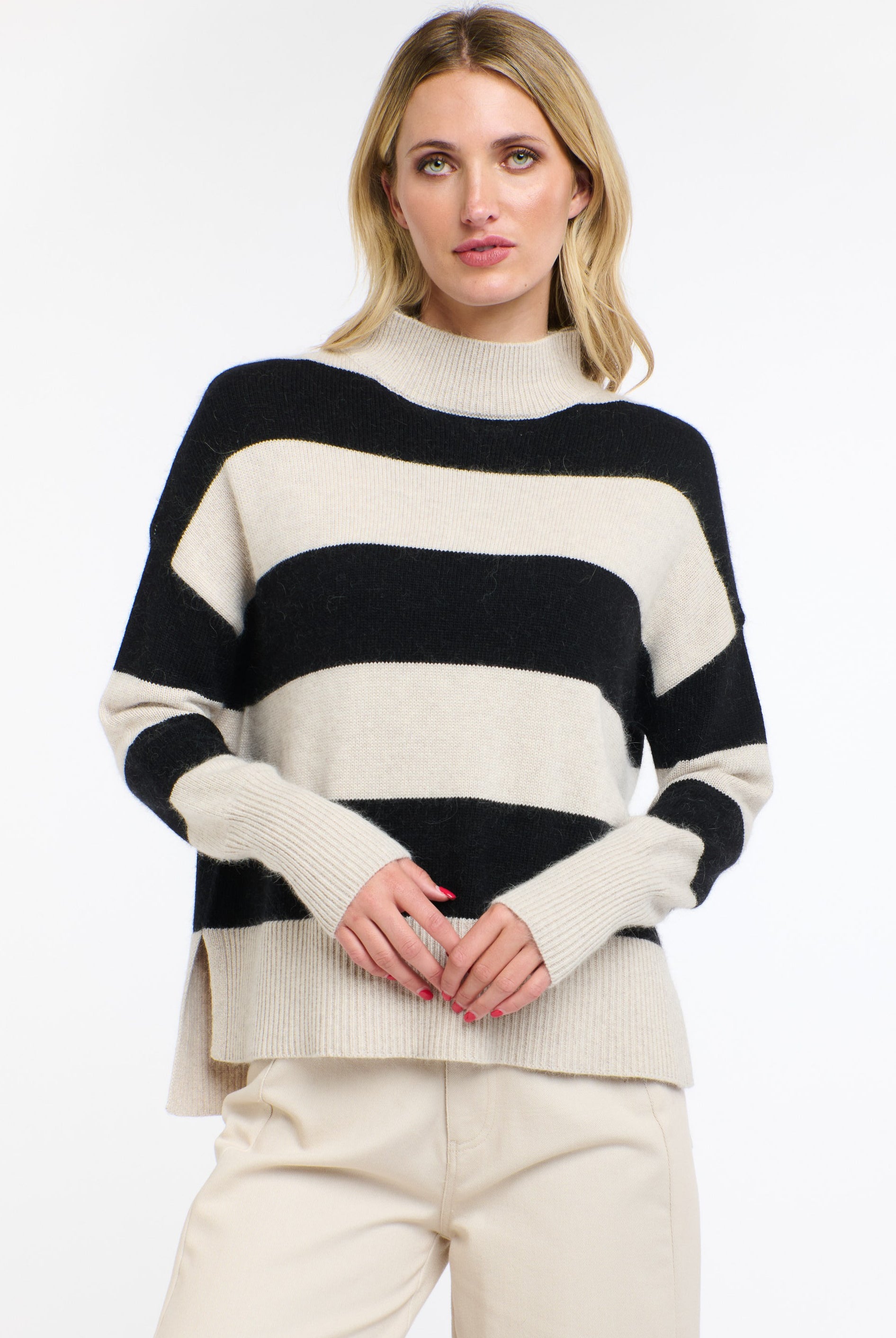 365 DAYS Gracie Angora Stripe Knit - Black/Natural - Magpie Style