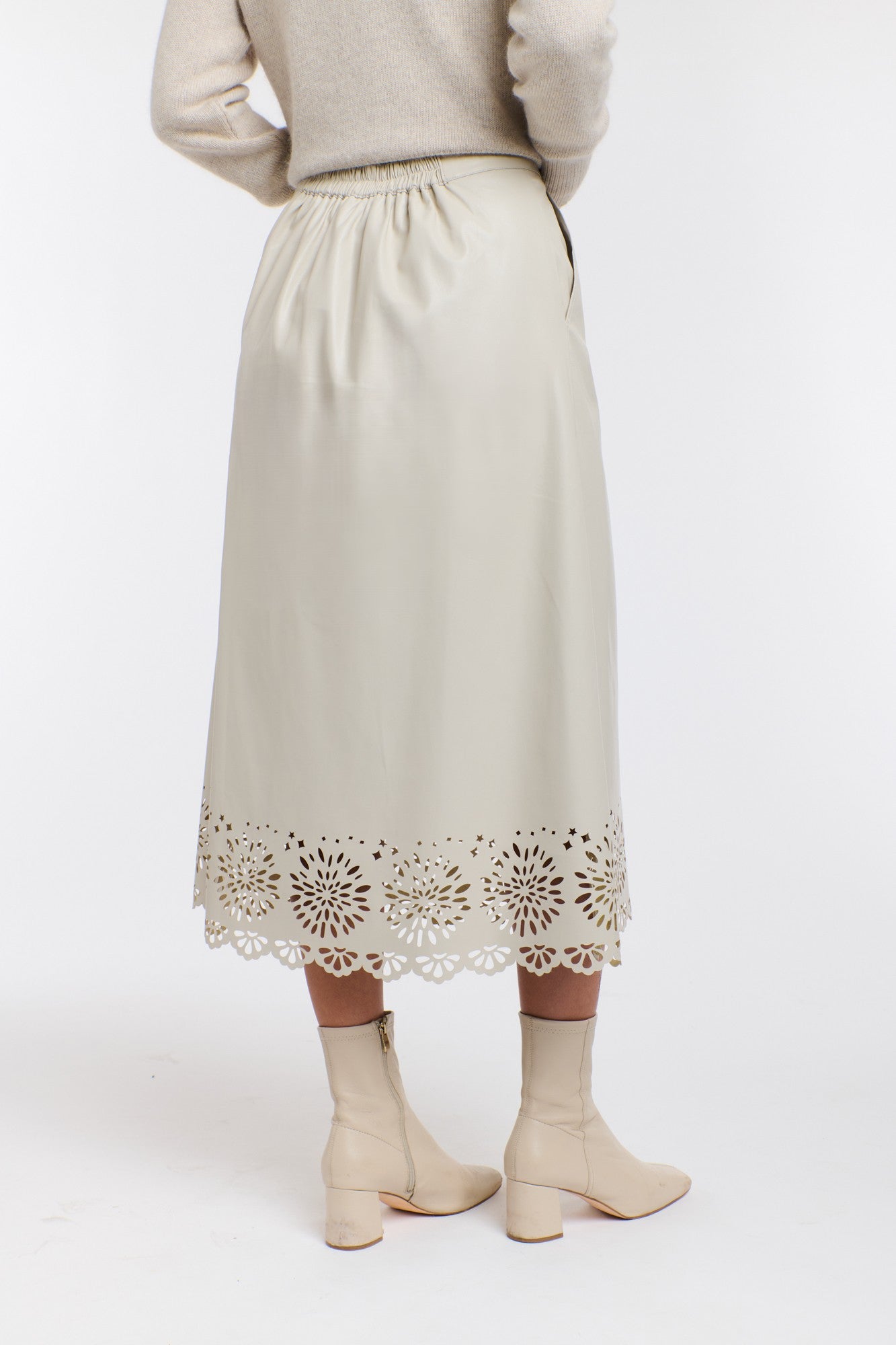 365 DAYS Raven Pu Laser Cut Skirt - Parchment - Magpie Style