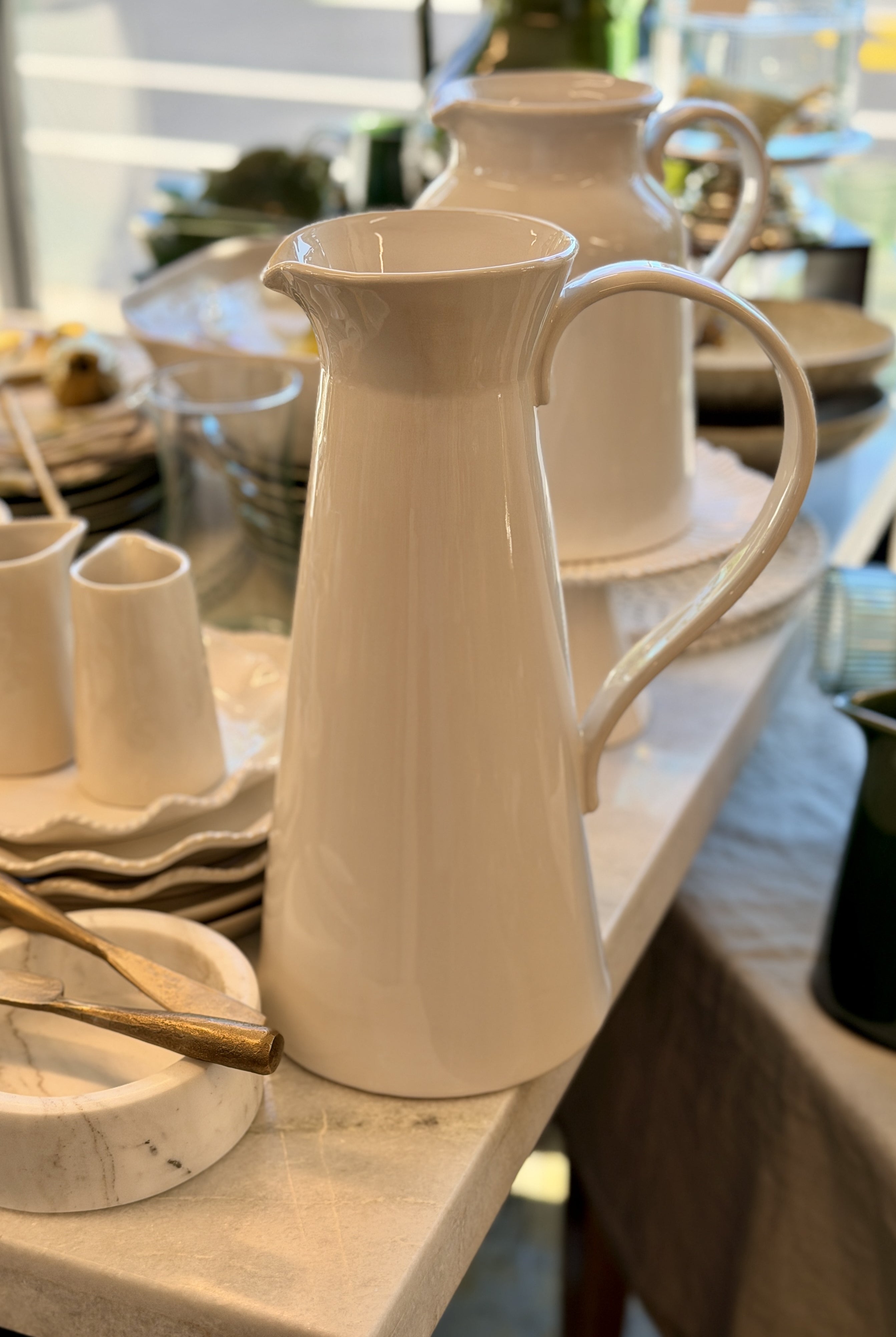Ivory Tall Ceramic Jug - Magpie Style