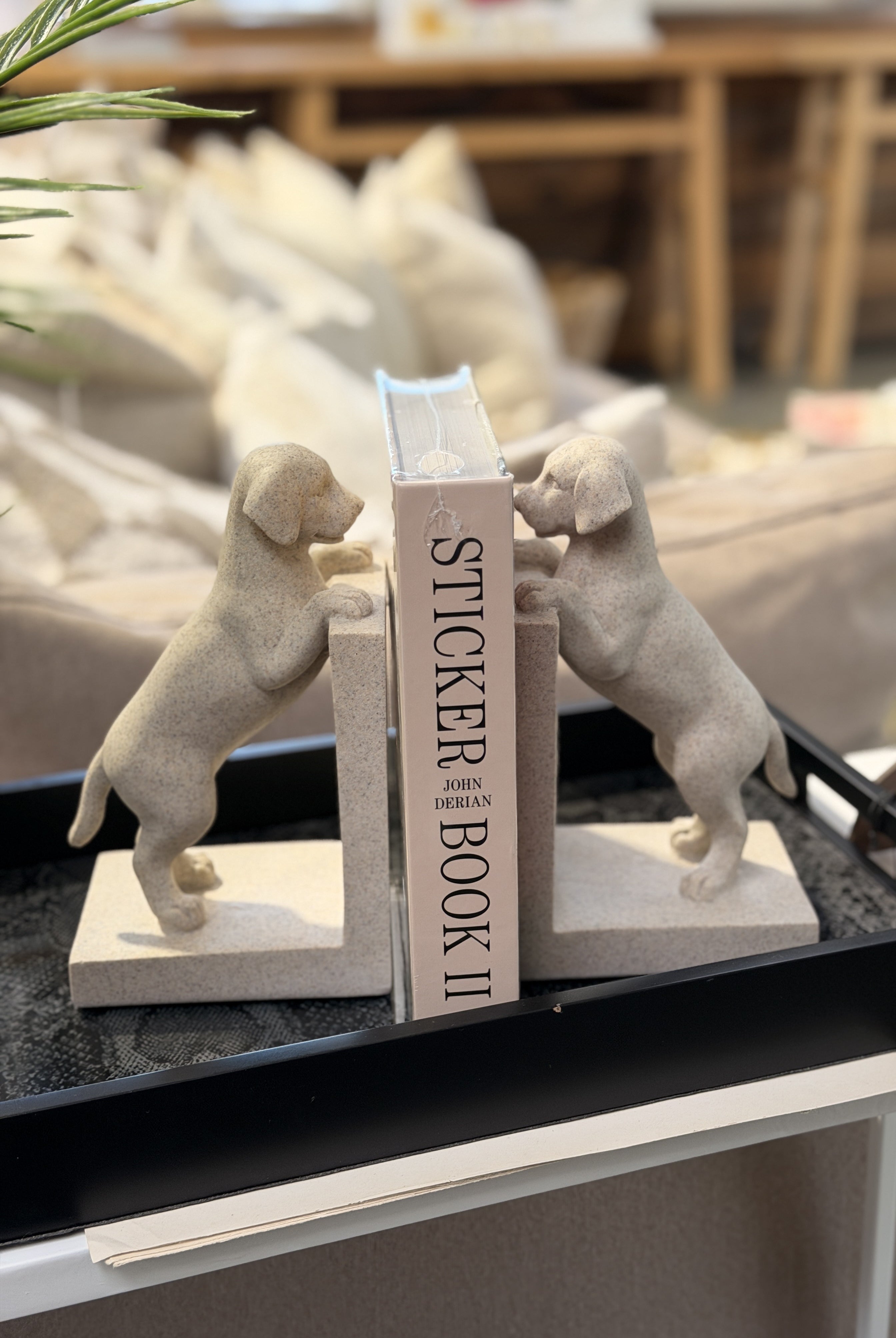 Stone Finish Dog Bookends - Magpie Style