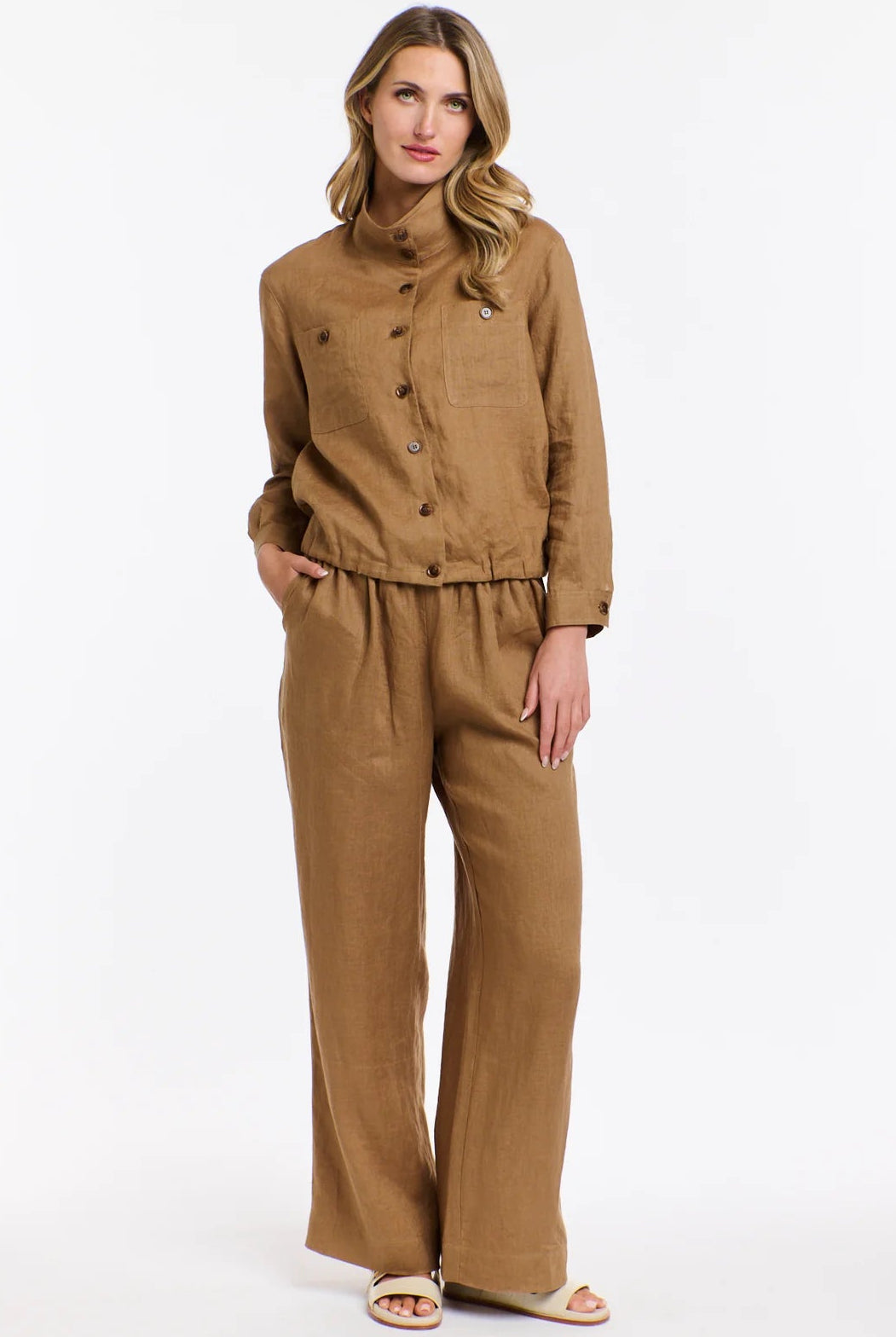 365 DAYS Rowan Linen Bomber Jacket - Toffee - Magpie Style