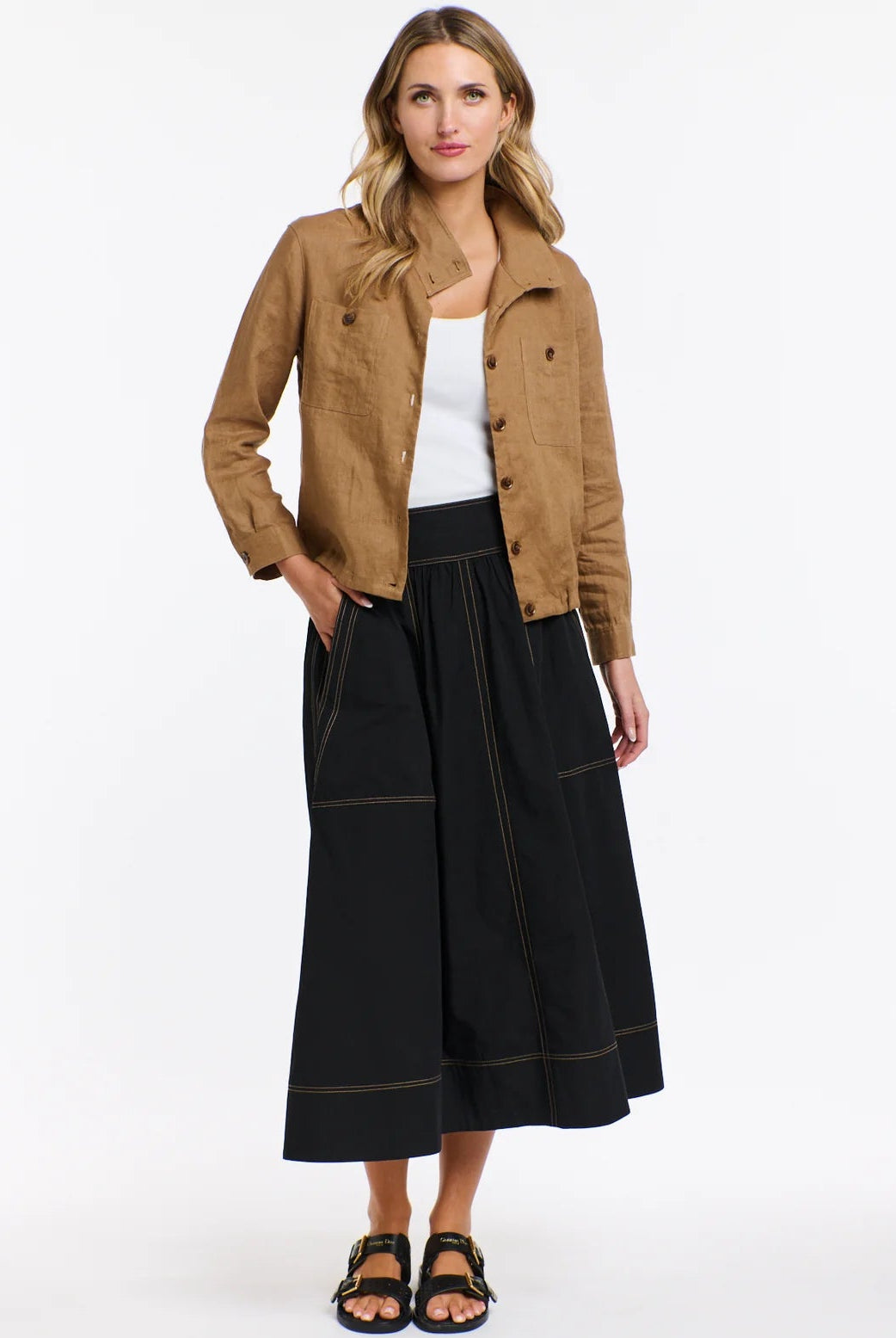 365 DAYS Rowan Linen Bomber Jacket - Toffee - Magpie Style