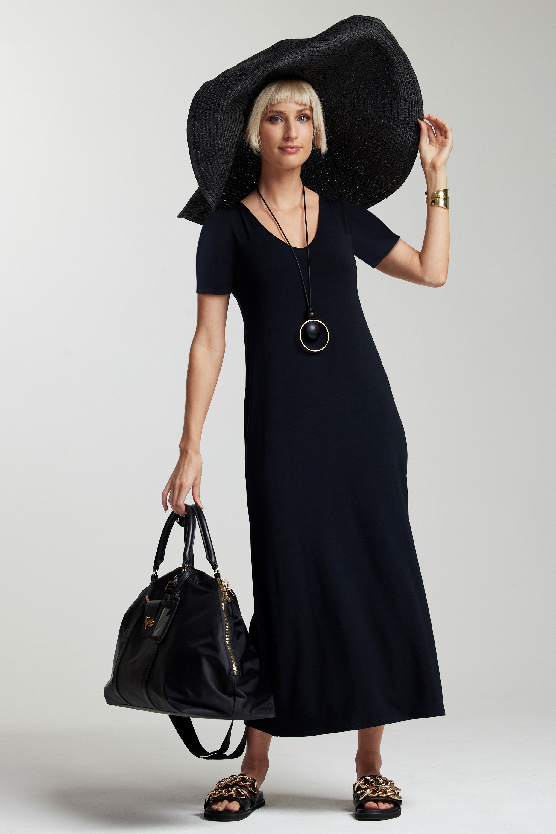 PAULA RYAN Short Sleeve Modal Sheath - Black - PRE ORDER - Paula Ryan