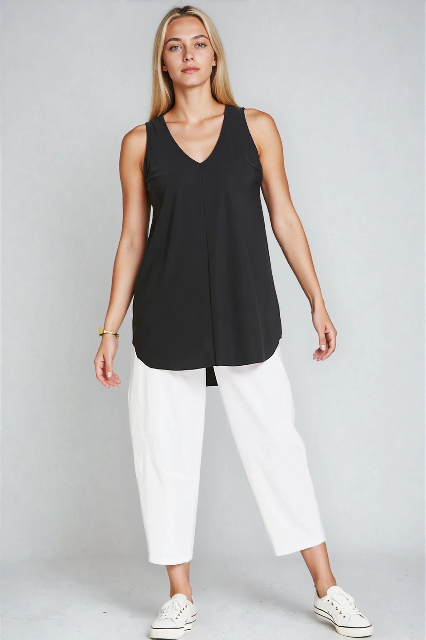 PAULA RYAN Long Layering Singlet Microjersey - Black - Paula Ryan