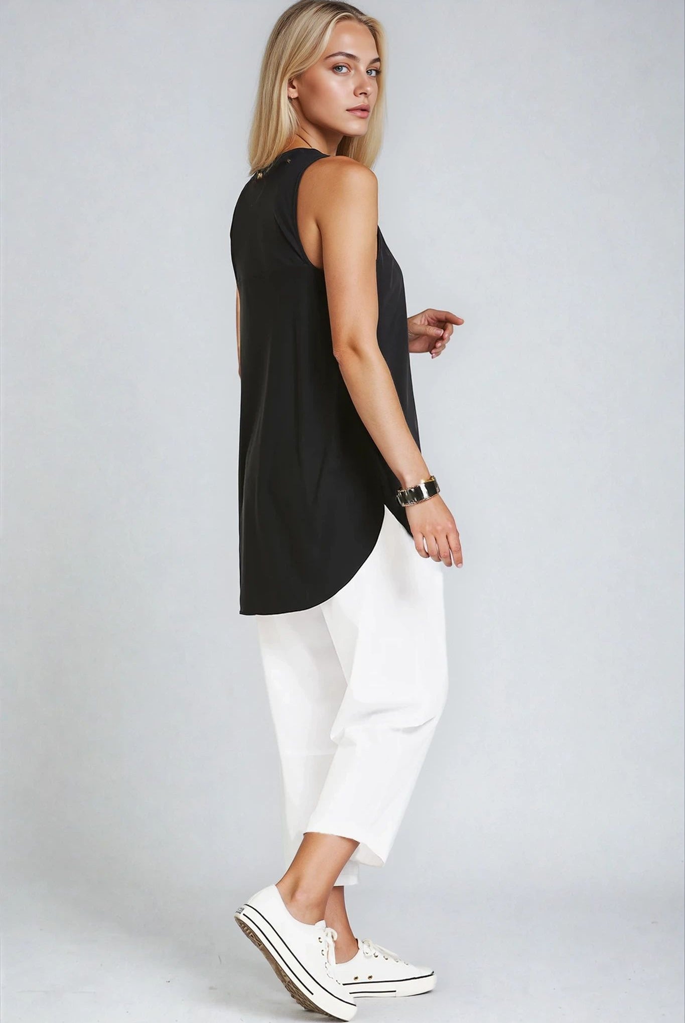 PAULA RYAN Long Layering Singlet Microjersey - Black - Paula Ryan