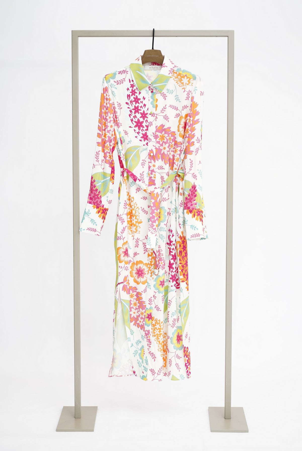 HERZENS Dress - Sap Green Pink Multi - front view