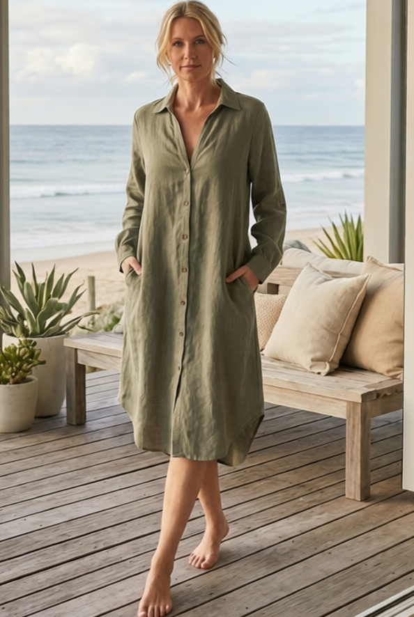 EADIE Fundamental Shirt Dress - Pistachio - Magpie Style