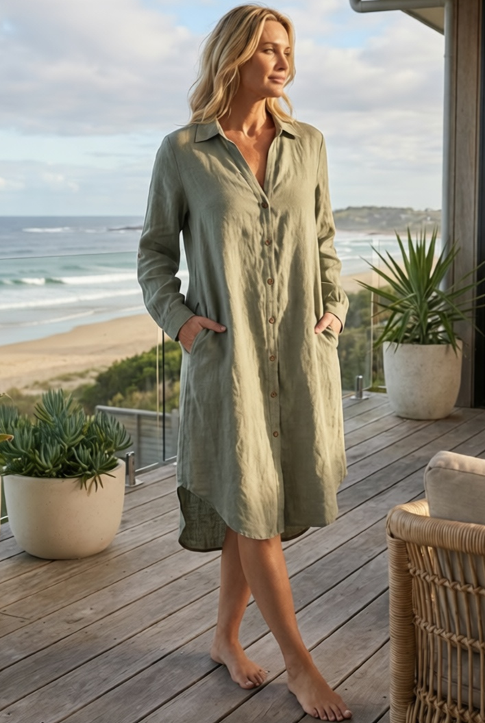 EADIE Fundamental Shirt Dress - Pistachio - Magpie Style