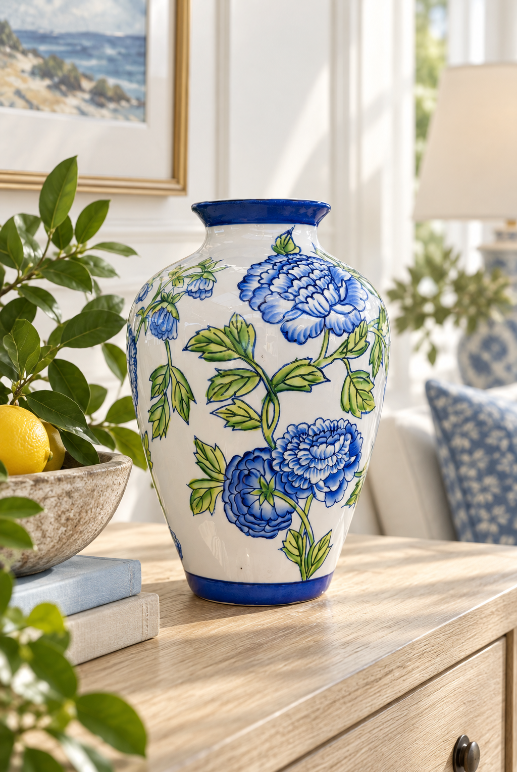 Blue Floral Ceramic Vase - Magpie Style